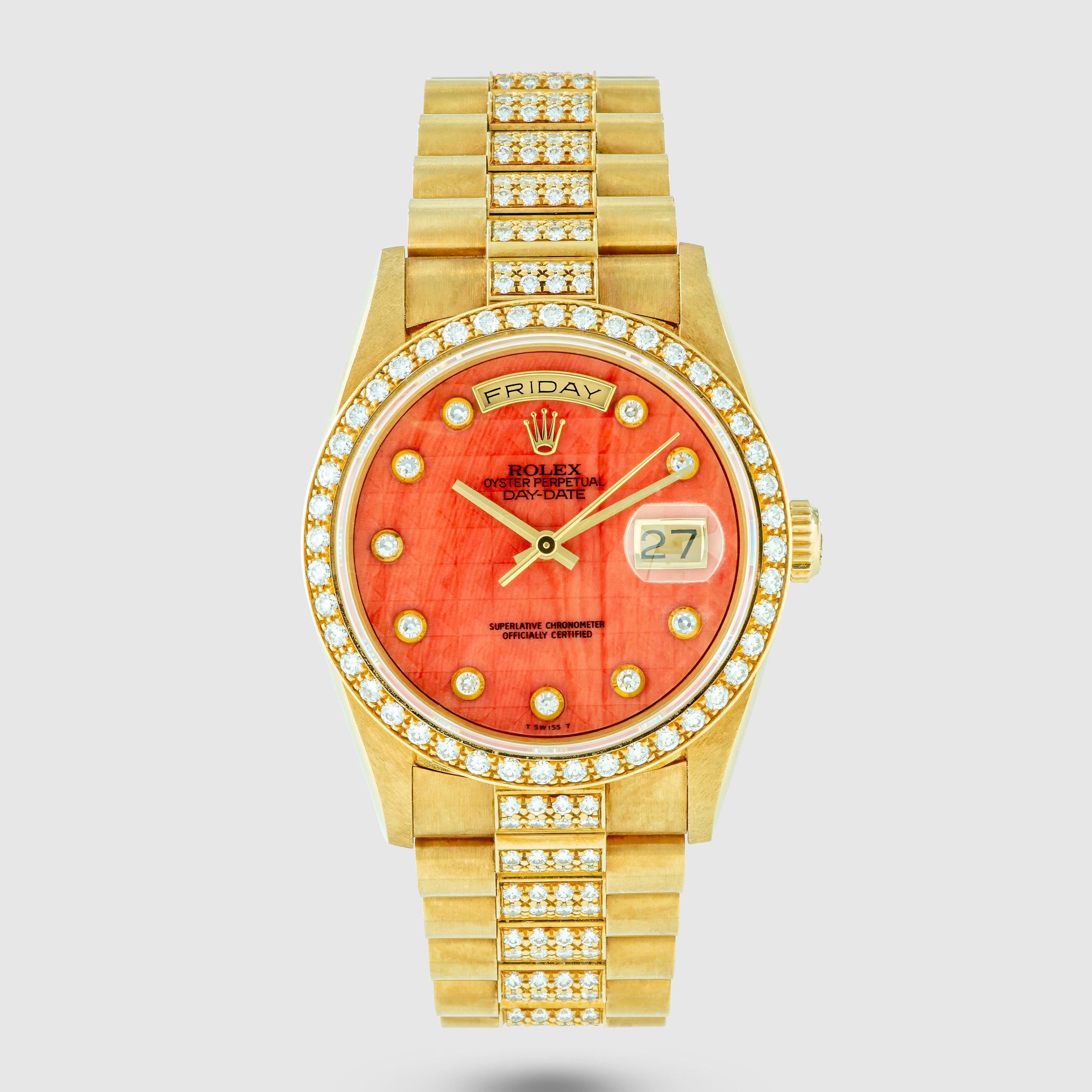 1993 Rolex Day Date Crown Collection Pyramid Coral Dial Ref. 18348 (with papers)