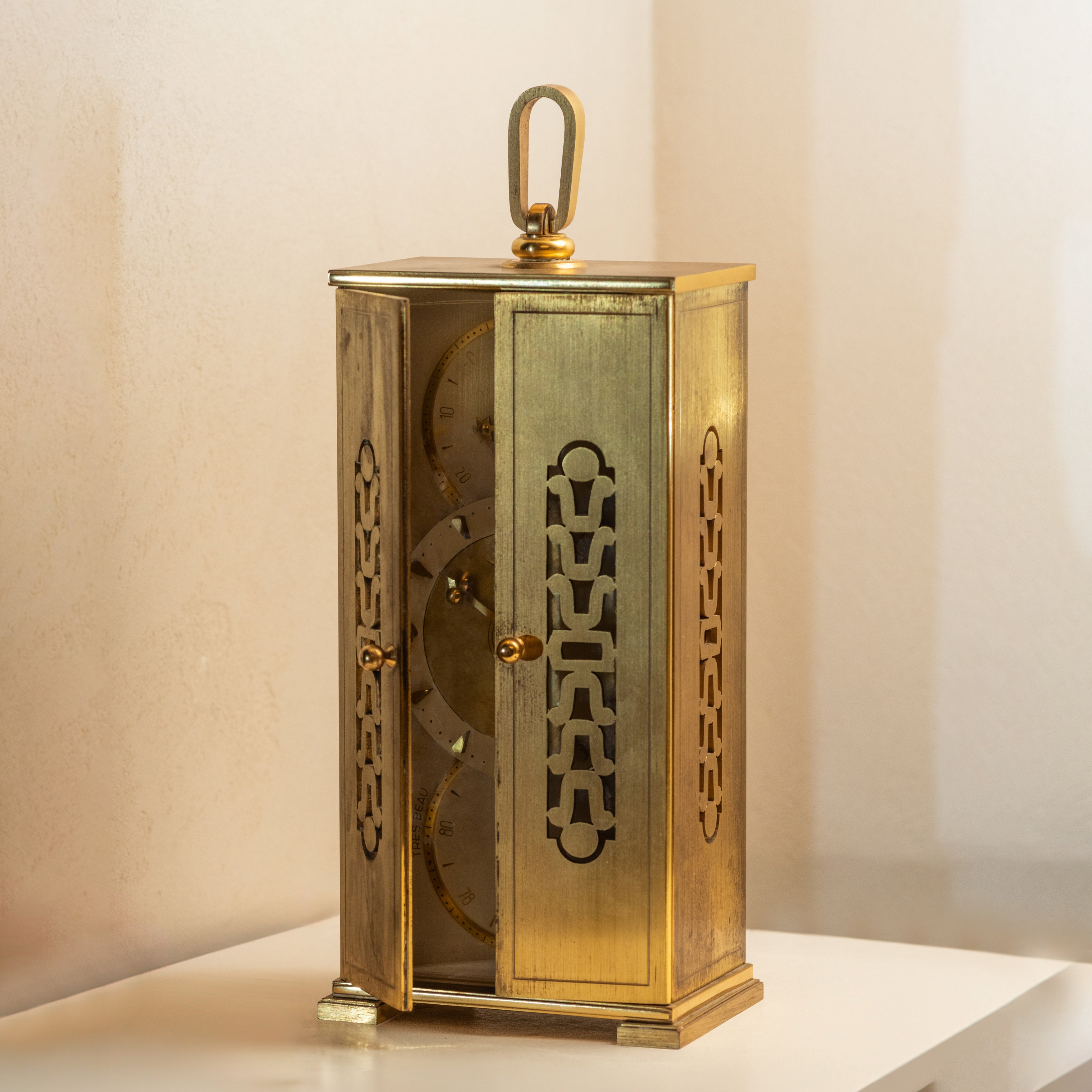Jaeger LeCoultre Atmos 2 Door Glass & Brass Clock & Barometer