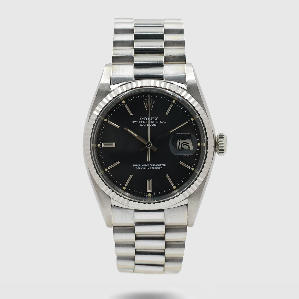 1973 Rolex Datejust White Gold Grey Glossy Dial Ref. 1601