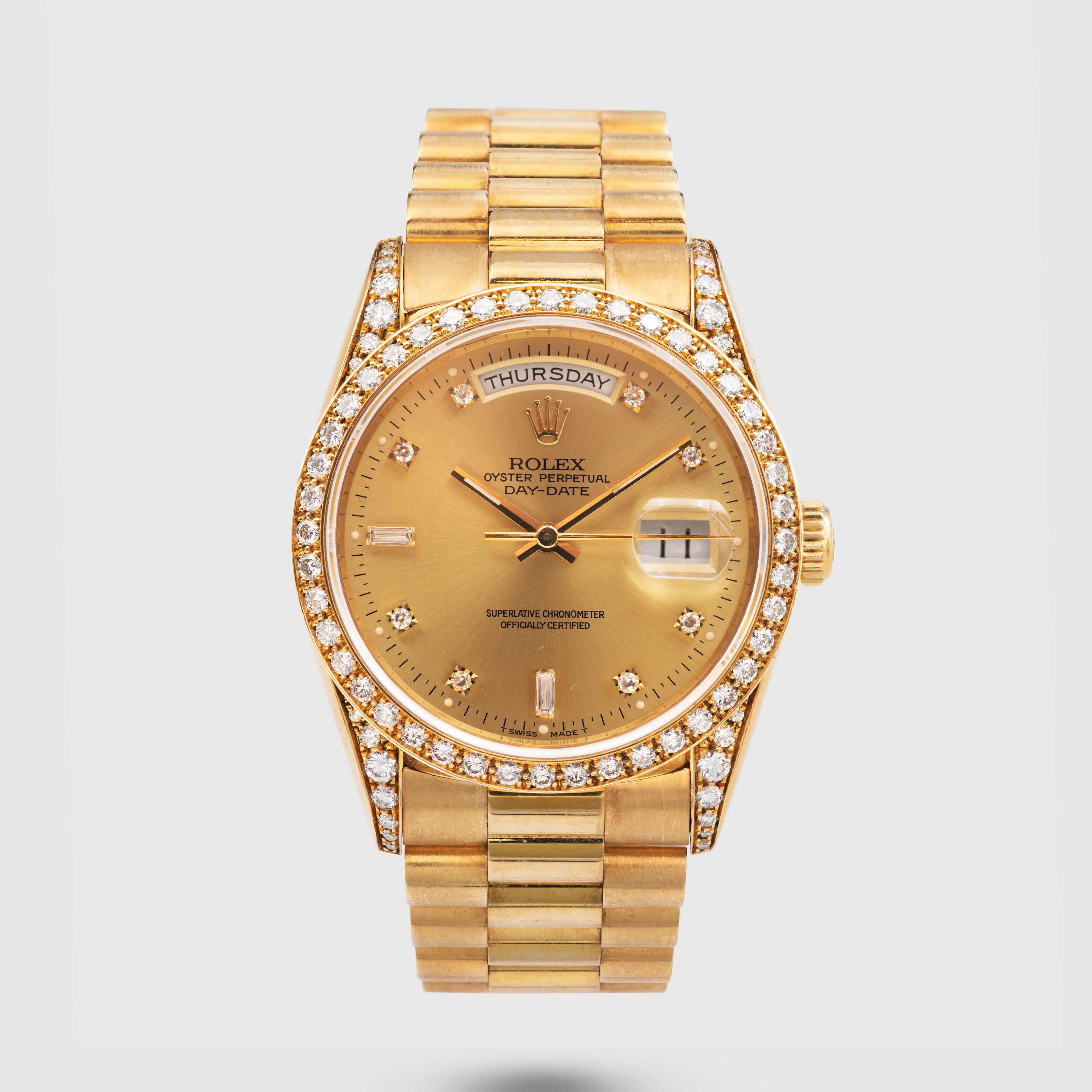 1989 Rolex Day Date Champagne Diamond Dial Ref. 18388
