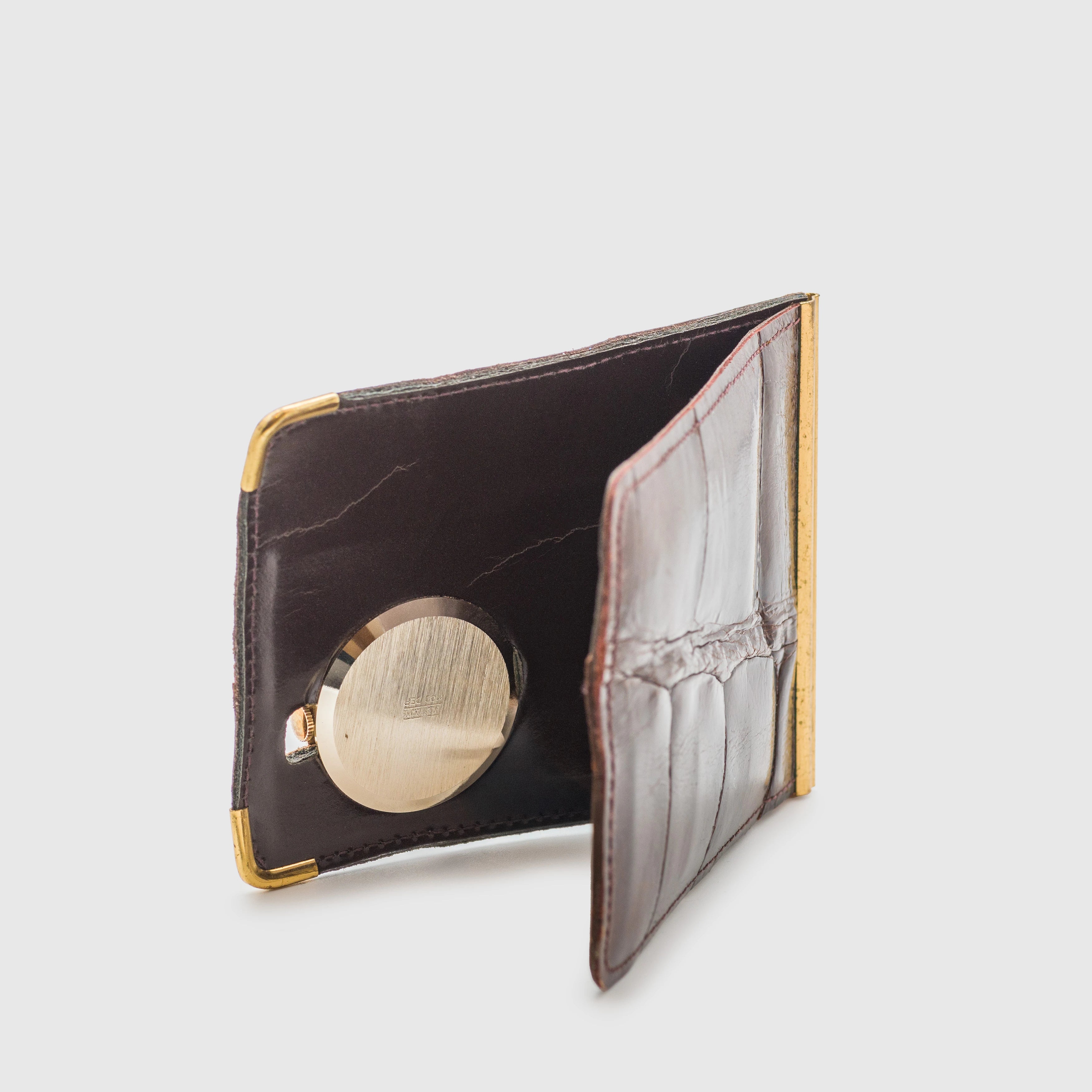 Rensie Alligator Leather Money Clip with Manual Watch