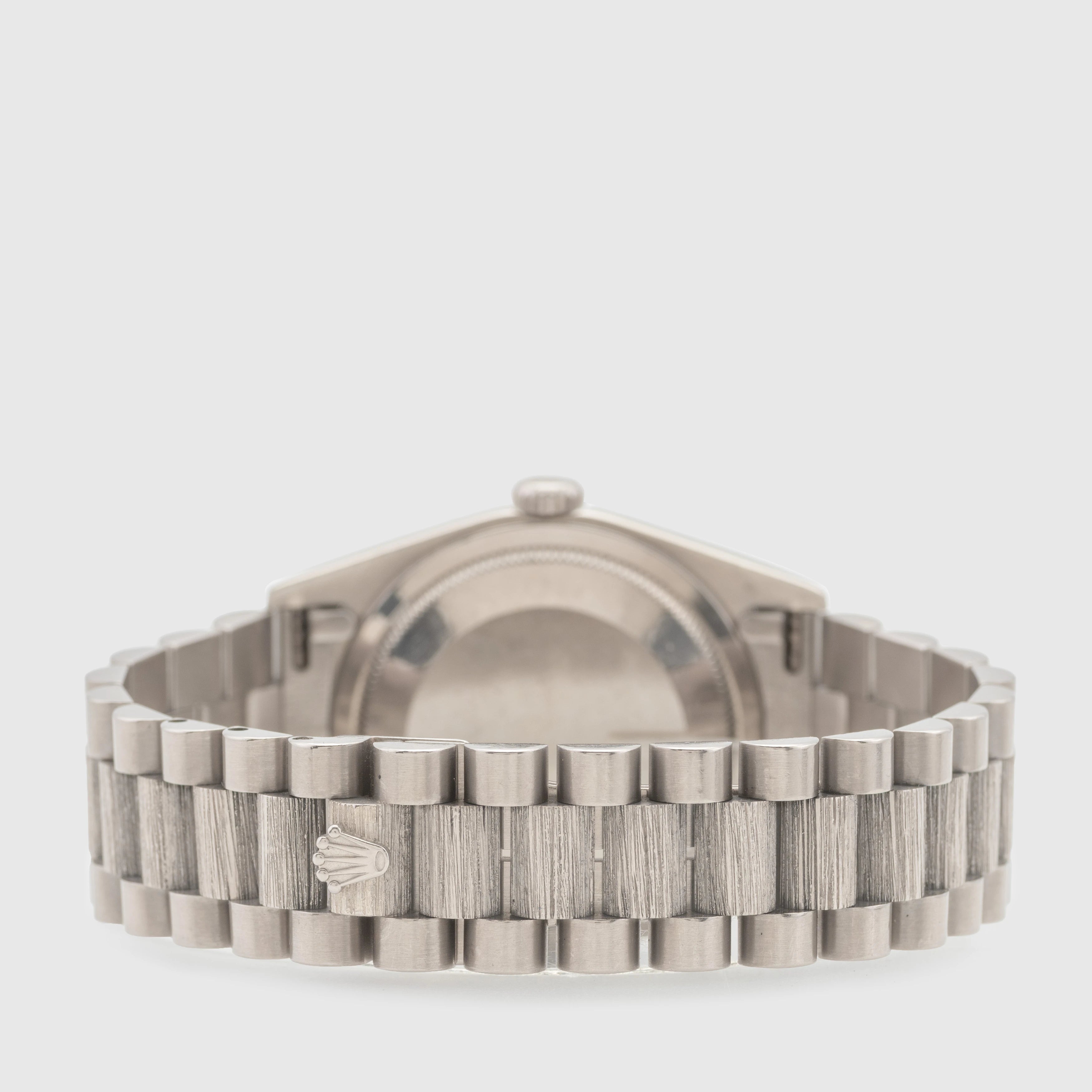 1999 Rolex Day Date White Gold Bark Finish Ref. 18249