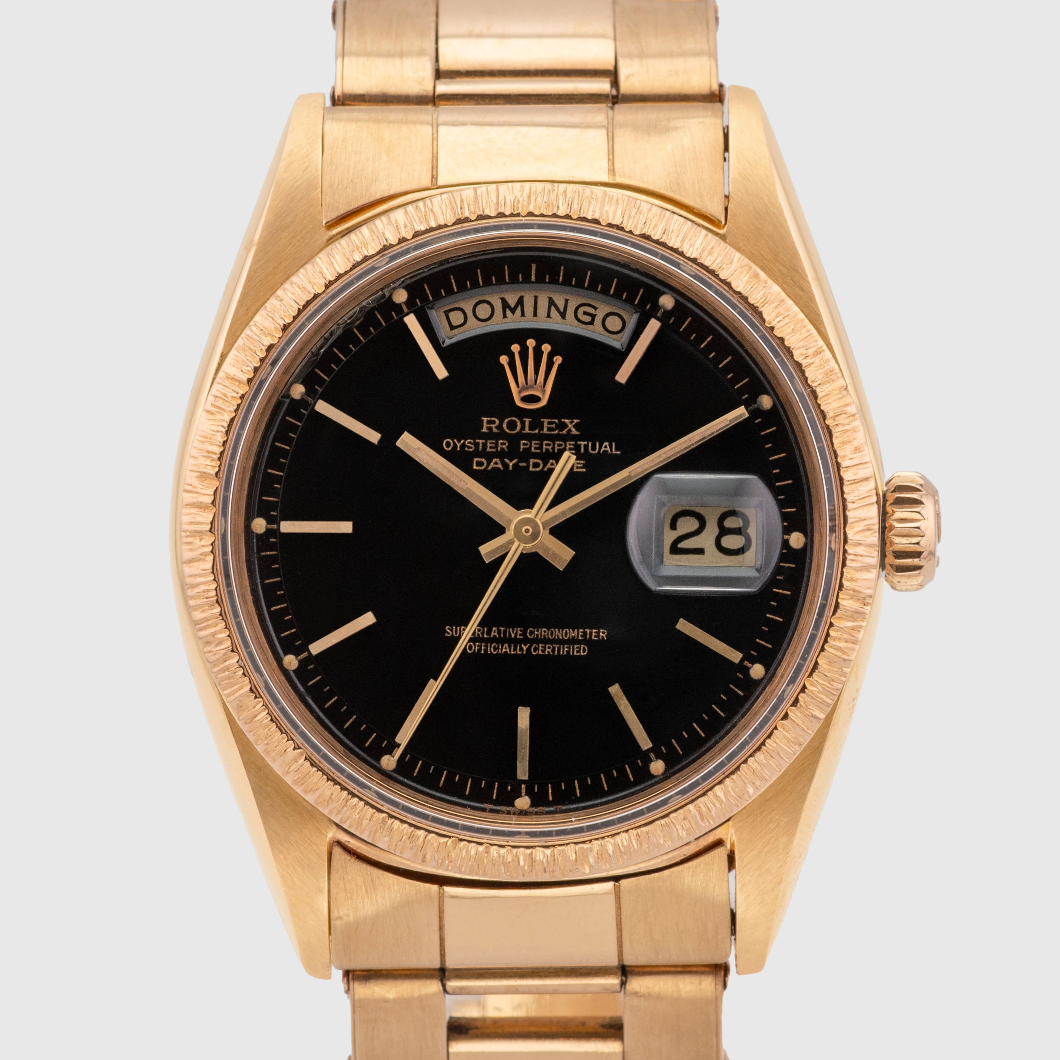 1965 Rolex Day Date Pink Gold Riveted Stretch Oyster Ref. 1807