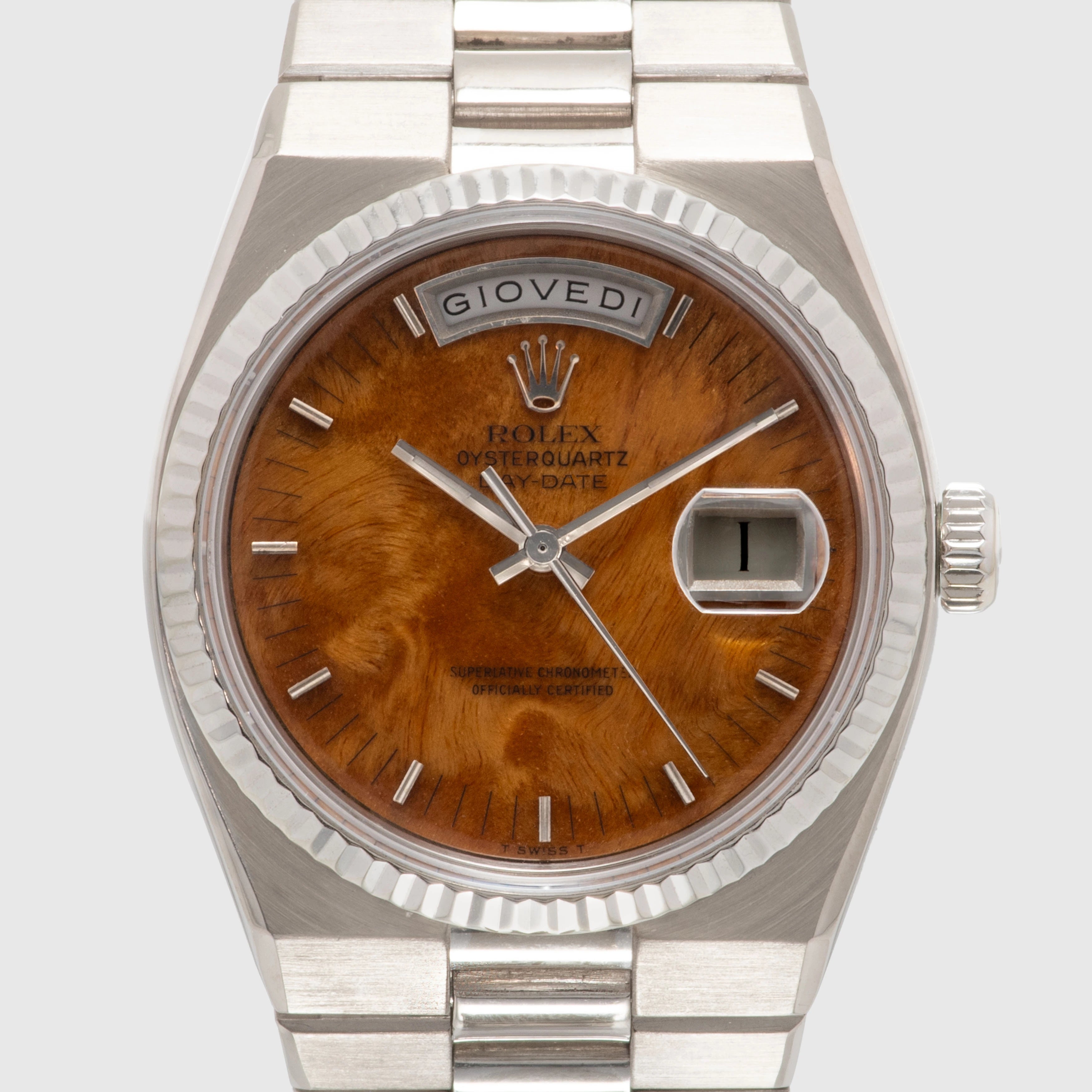 1978 Rolex Day Date Oysterquartz Birch Wood Dial Ref. 19019