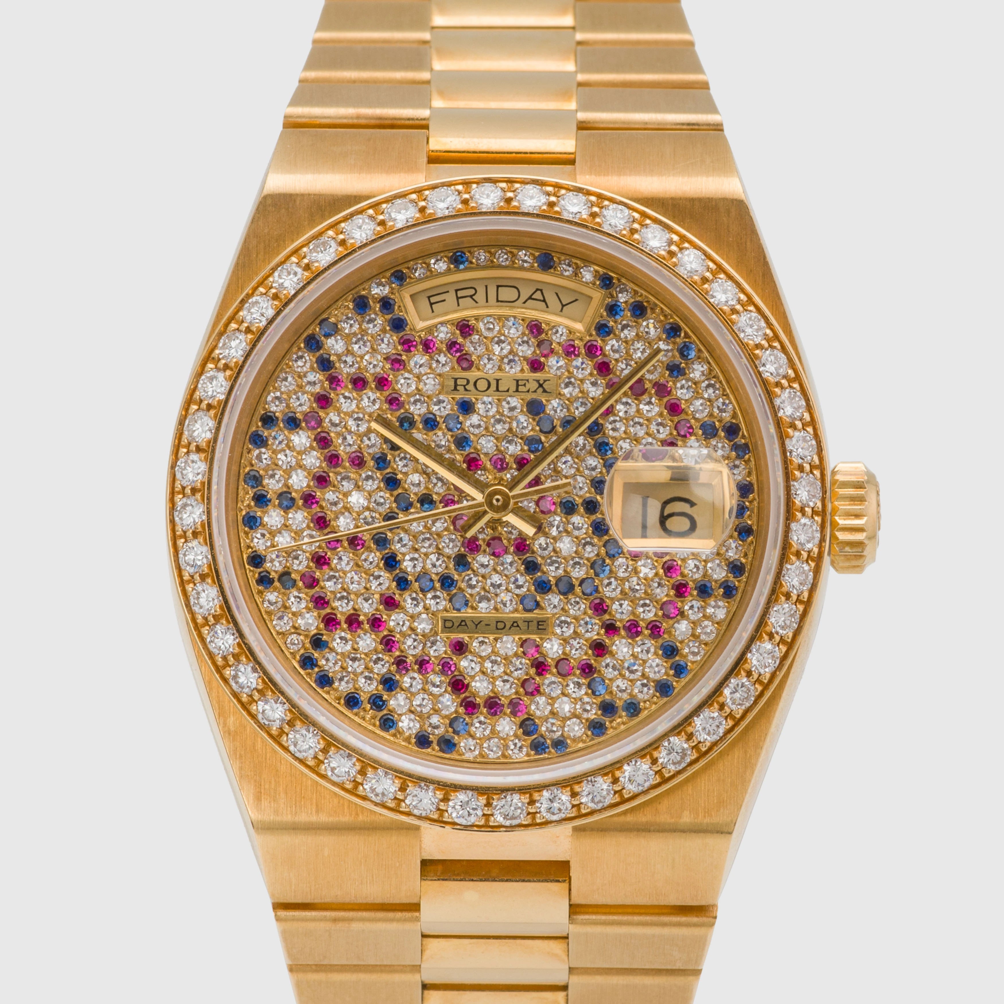 1986 Rolex Day Date Oysterquartz Honeycomb Diamond Dial Ref. 19048