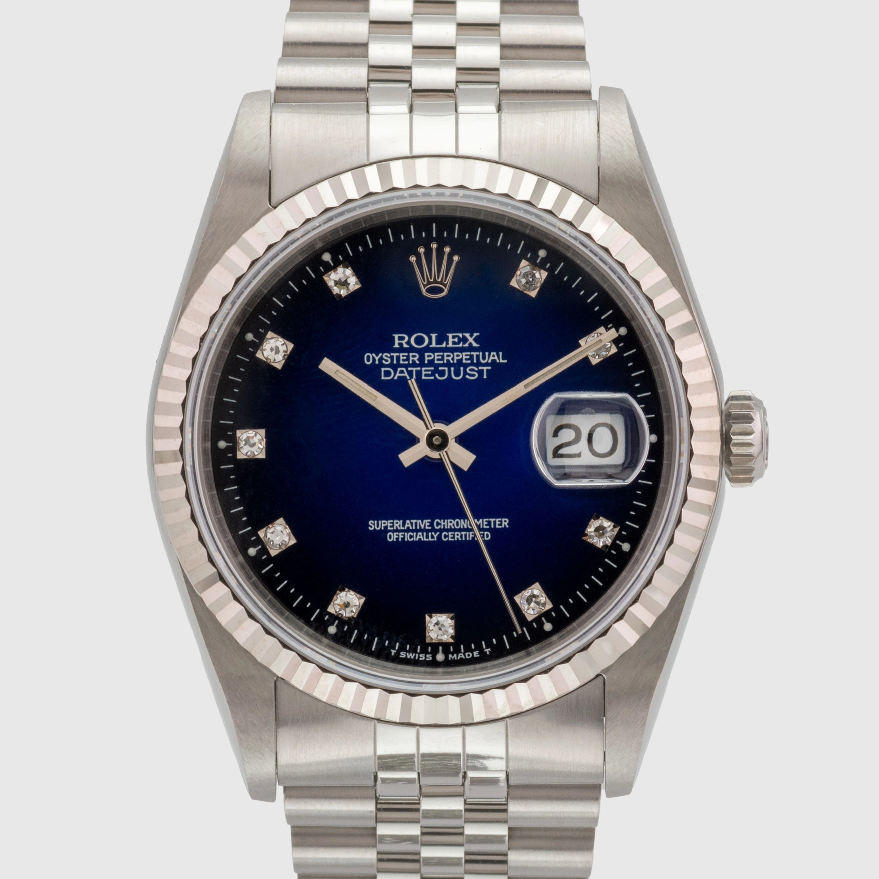 1991 Rolex Datejust Blue Vignette Diamond Dial Ref. 16234 (with papers)