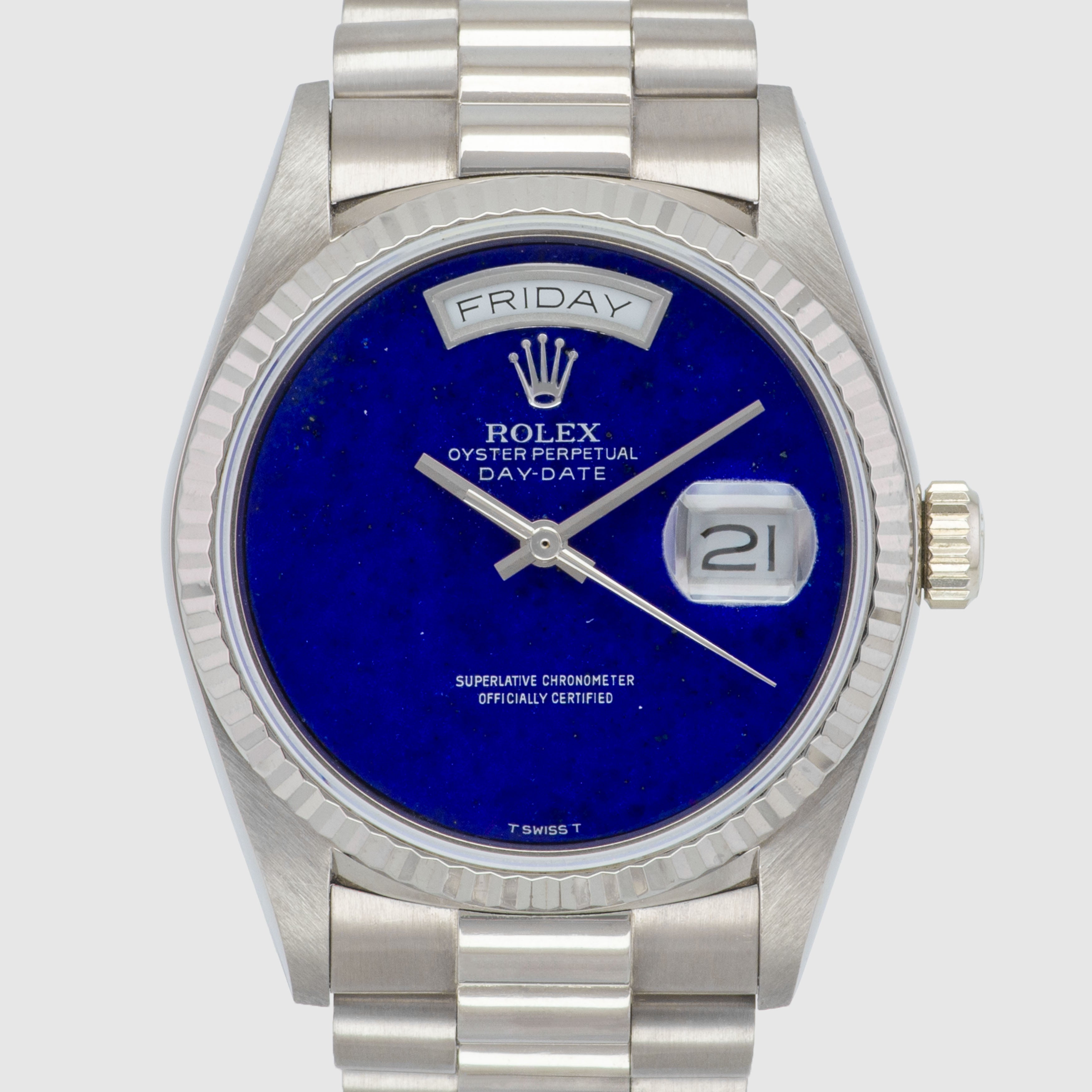 1987 Rolex Day Date White Gold Lapis Dial Ref. 18039