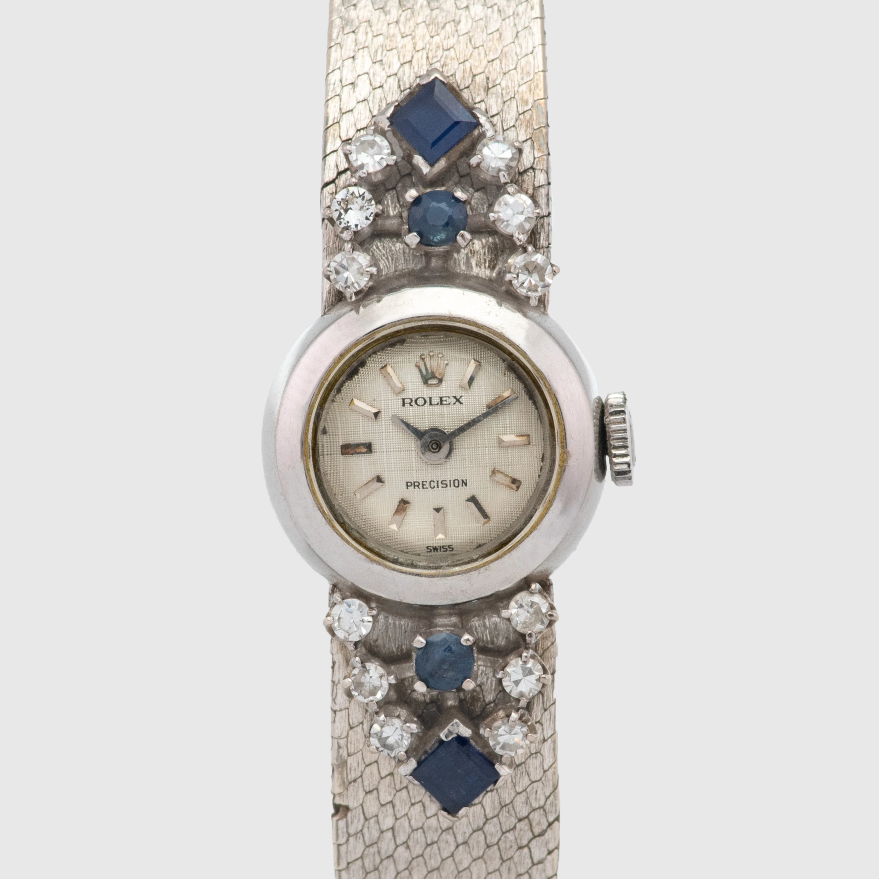 1971 Rolex Ladies Precision White Gold Diamond & Sapphire Ref. 2166