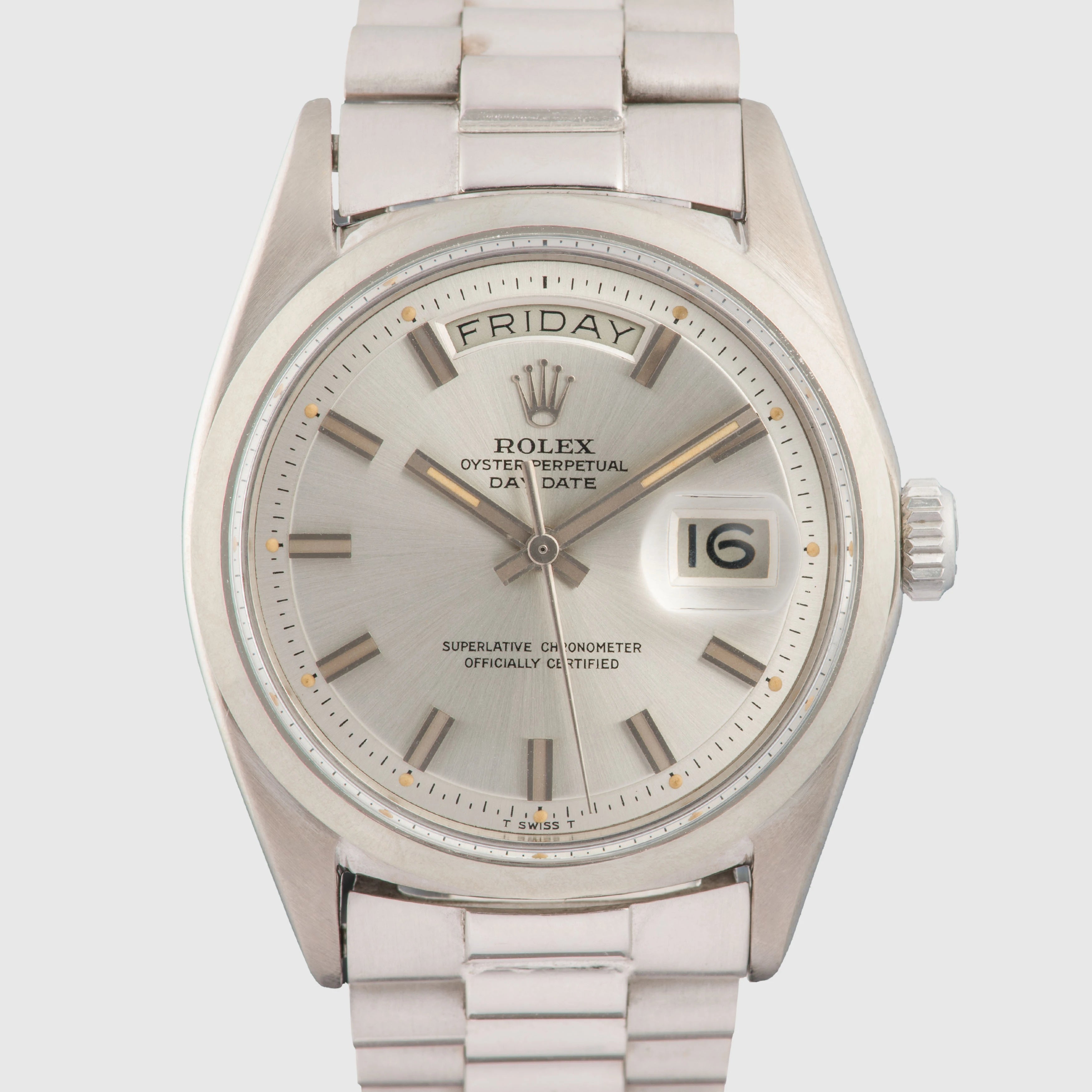 1971 Rolex Day Date Silver Wide Boy Dial Ref. 1802