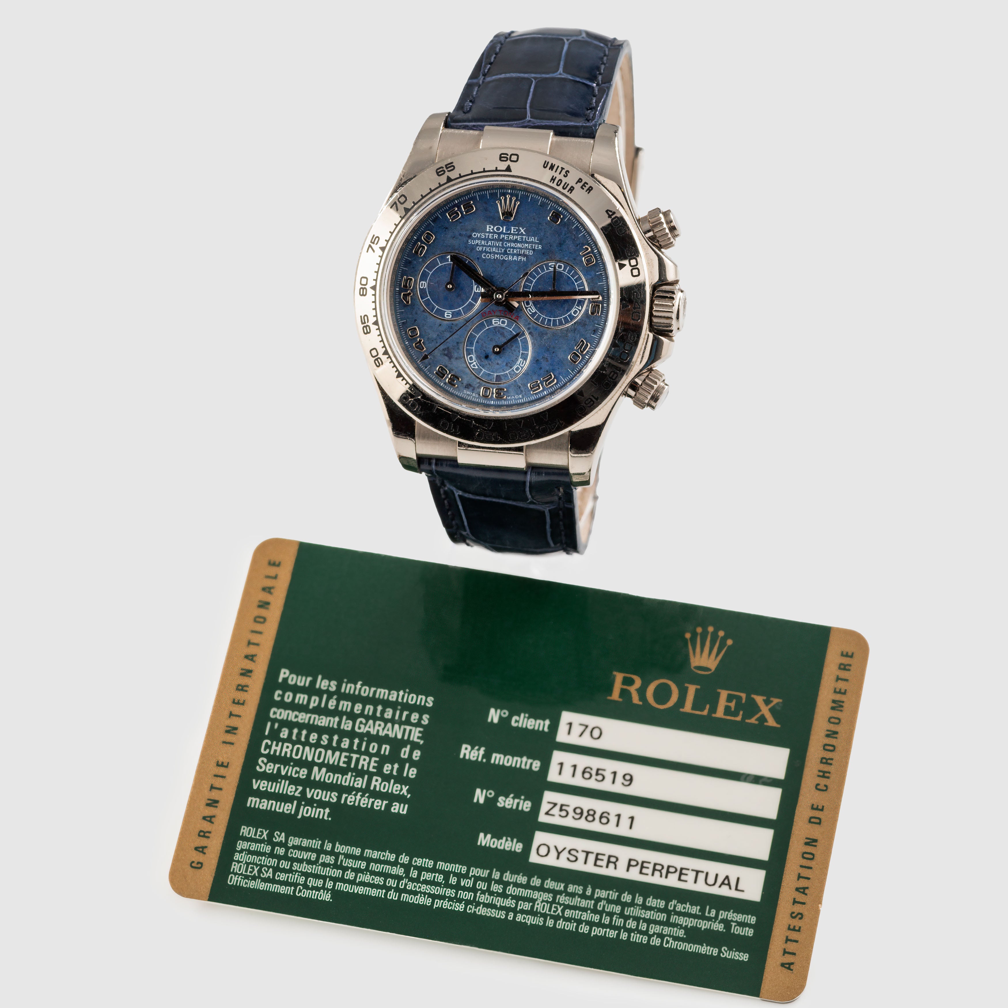 2012 Rolex Daytona Sodalite Dial Ref. 116519 (with Warranty Card)