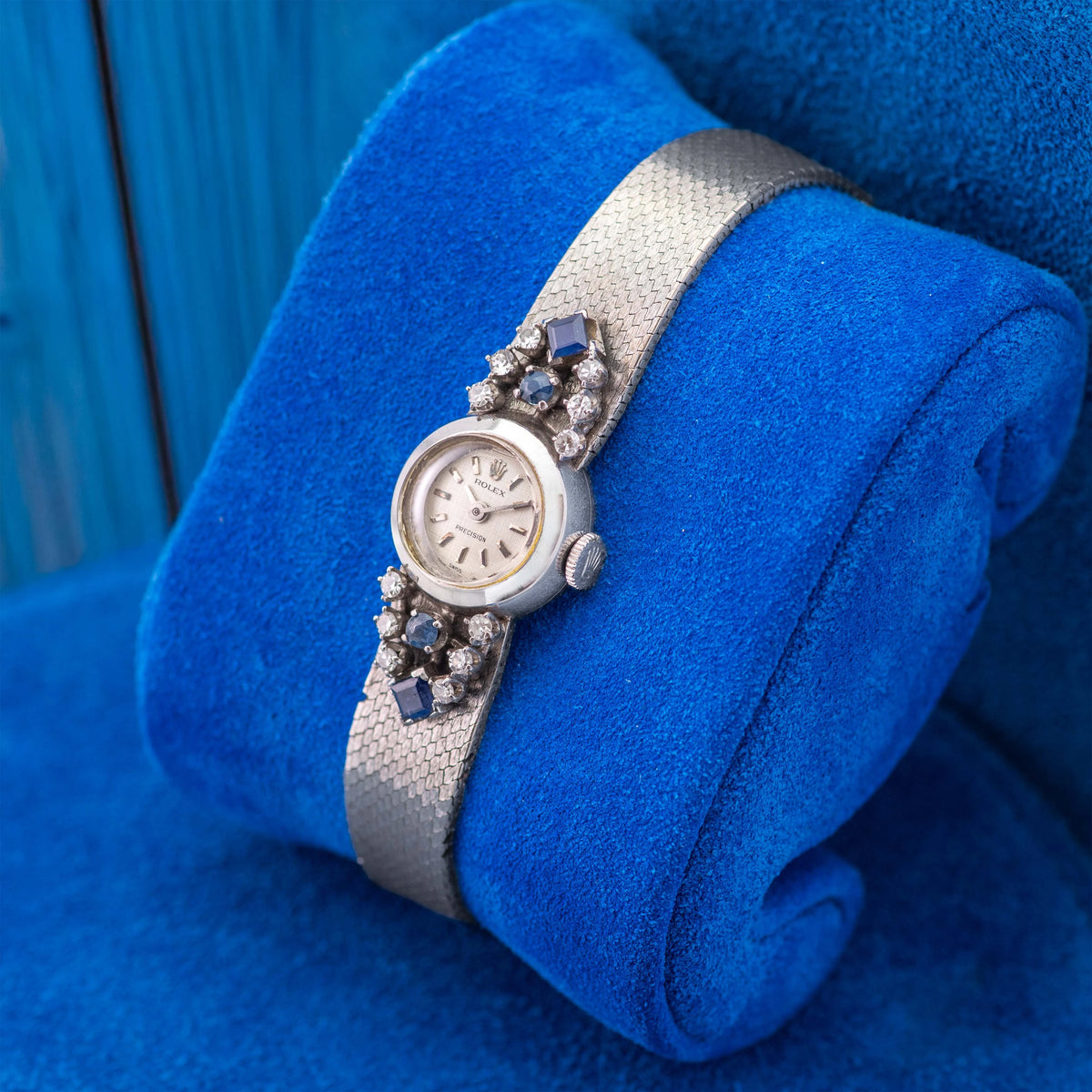1971 Rolex Ladies Precision White Gold Diamond & Sapphire Ref. 2166