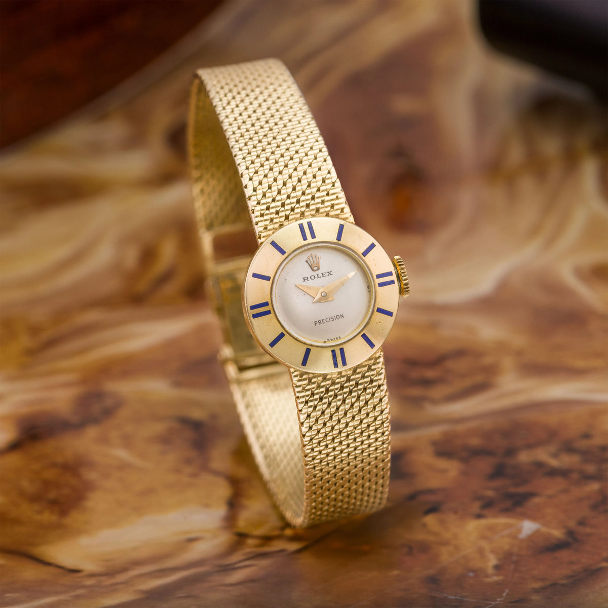 1960's Rolex Precision Ladies Blue Enamel Hour Markers Ref. 9291