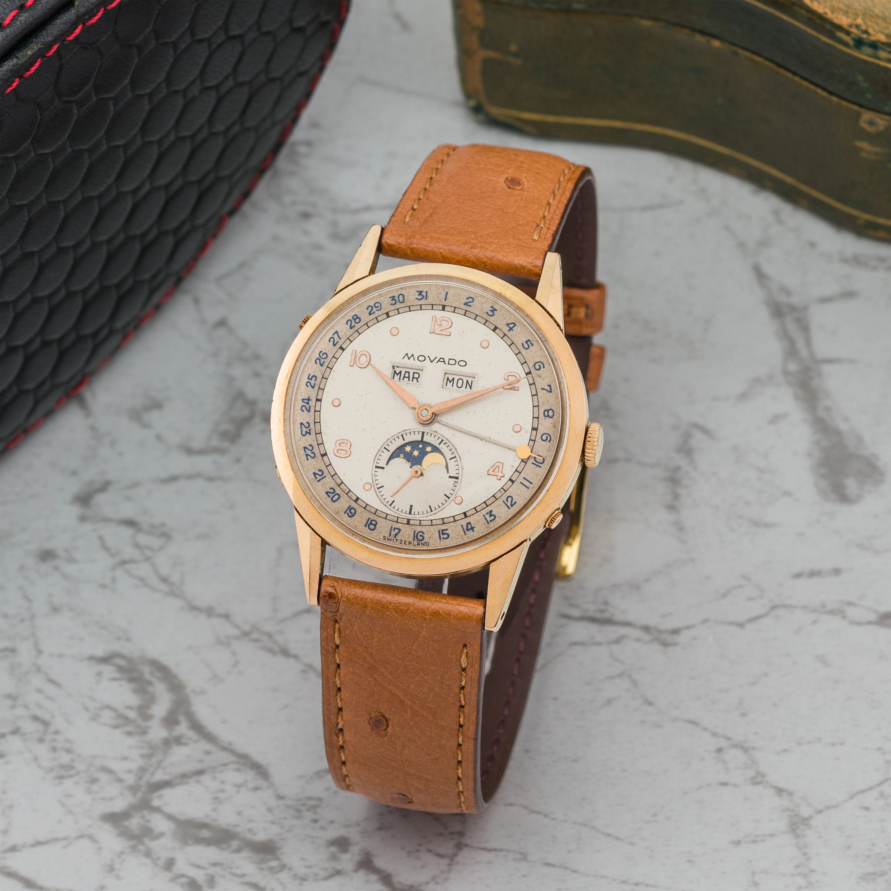 1940's Movado Triple Calendar Moon Phase Ref. R4926