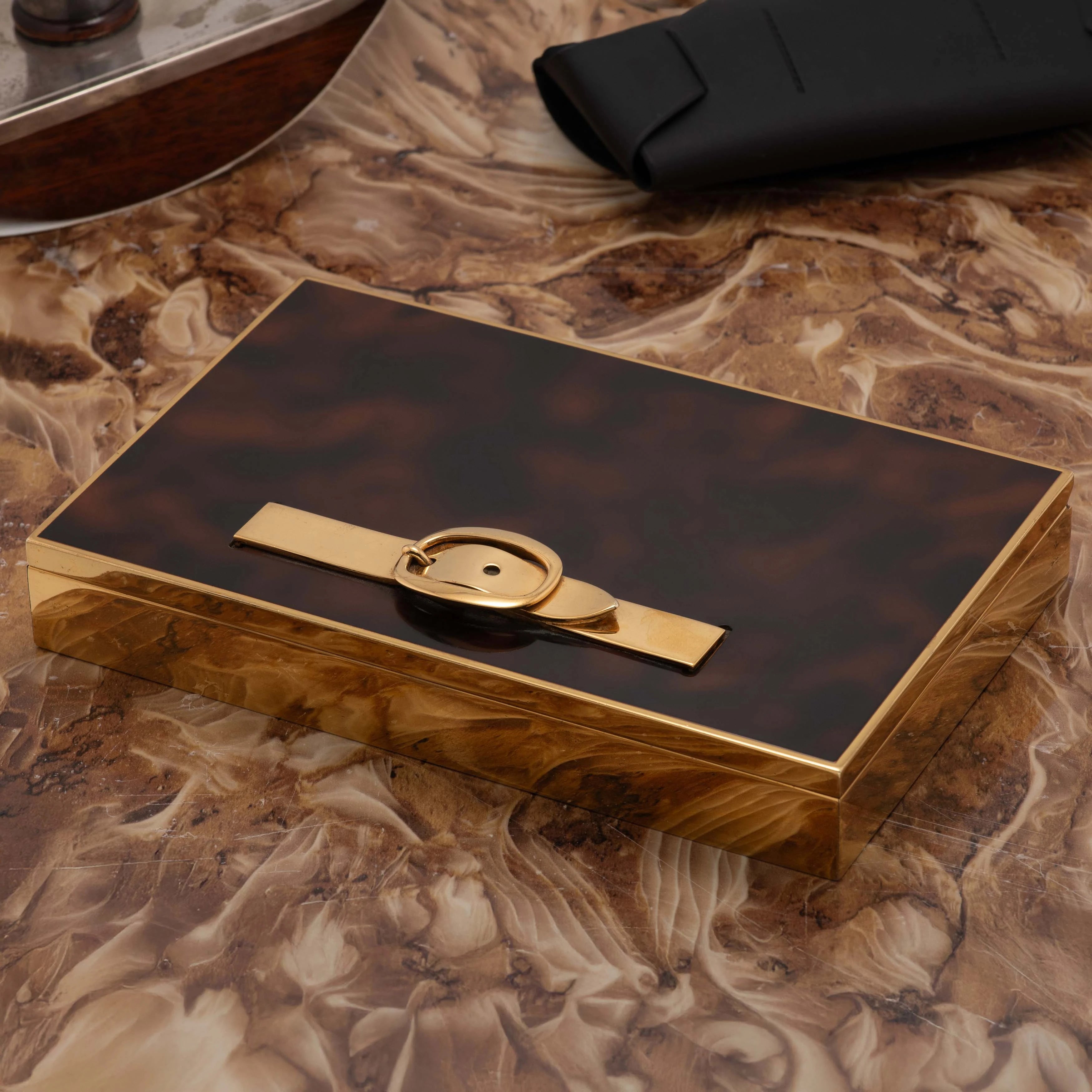 1970's Hermes Cigarette Box with Belt Buckle Motif (France)