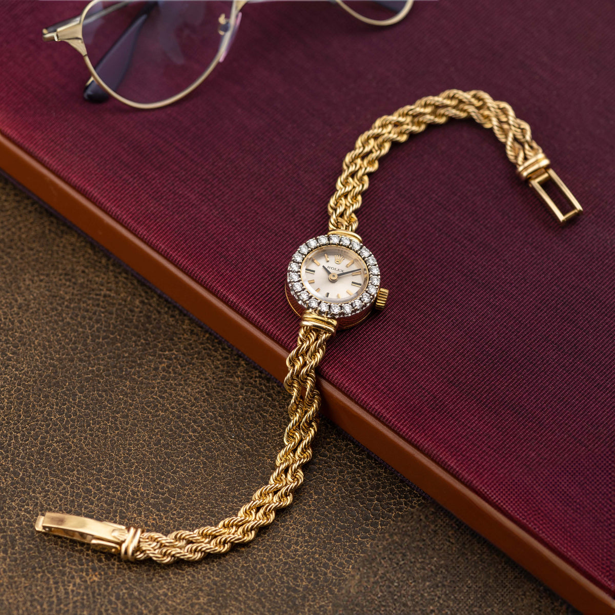 1960's Rolex Ladies Cocktail Watch 14K Diamonds Ref. 8418