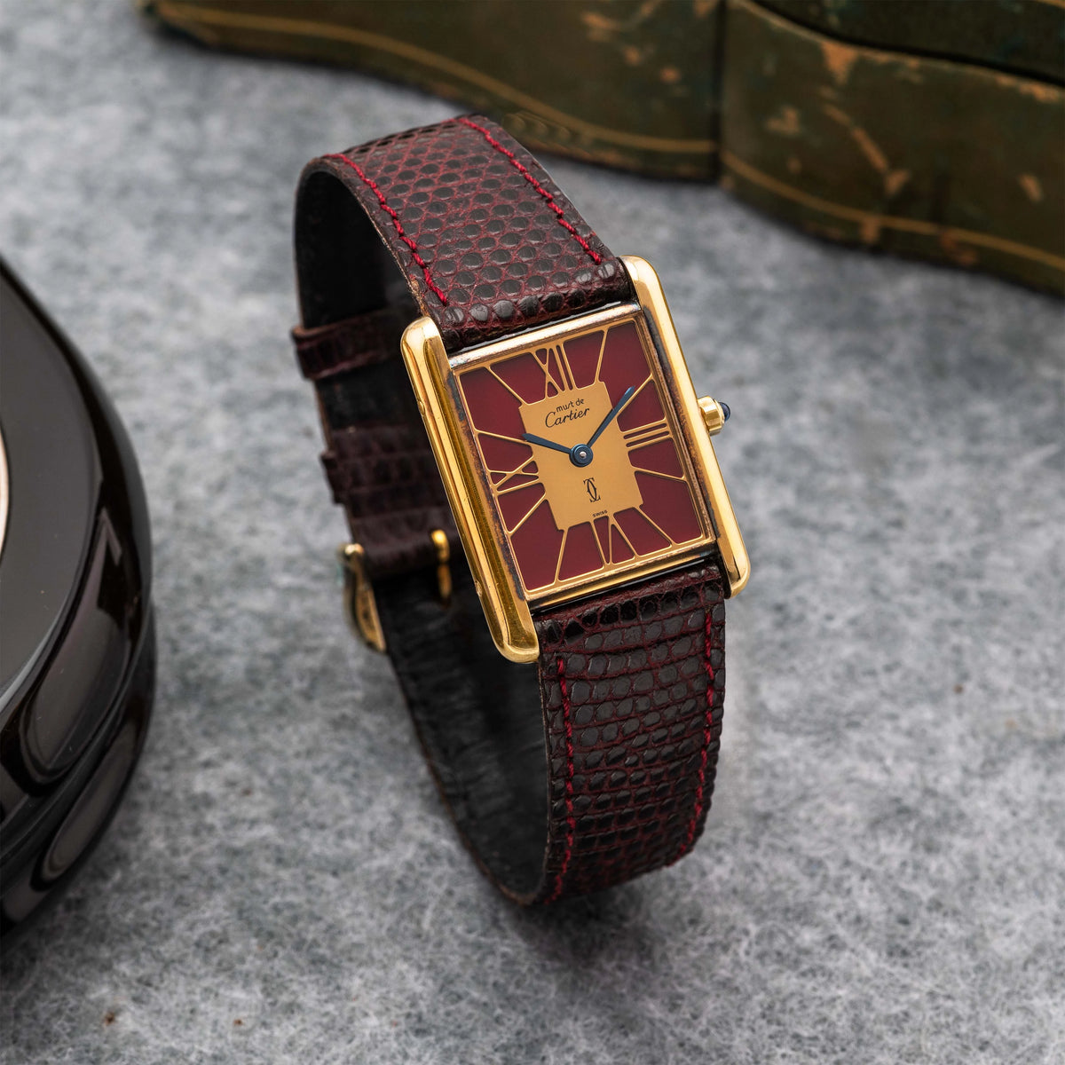 1980's Cartier Must De Cartier Tank 'Red Deco Dial' Ref. 681006