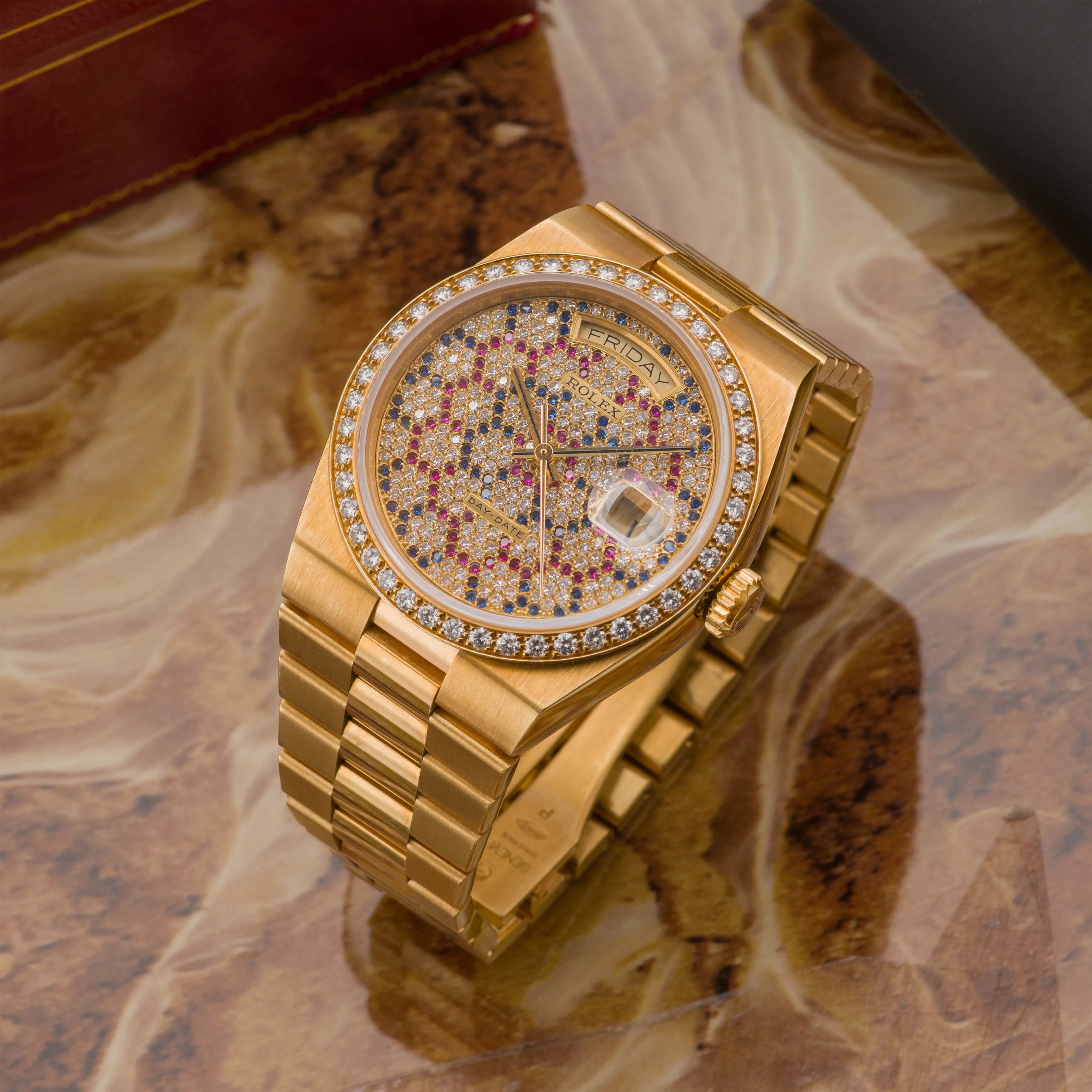 1986 Rolex Day Date Oysterquartz Honeycomb Diamond Dial Ref. 19048