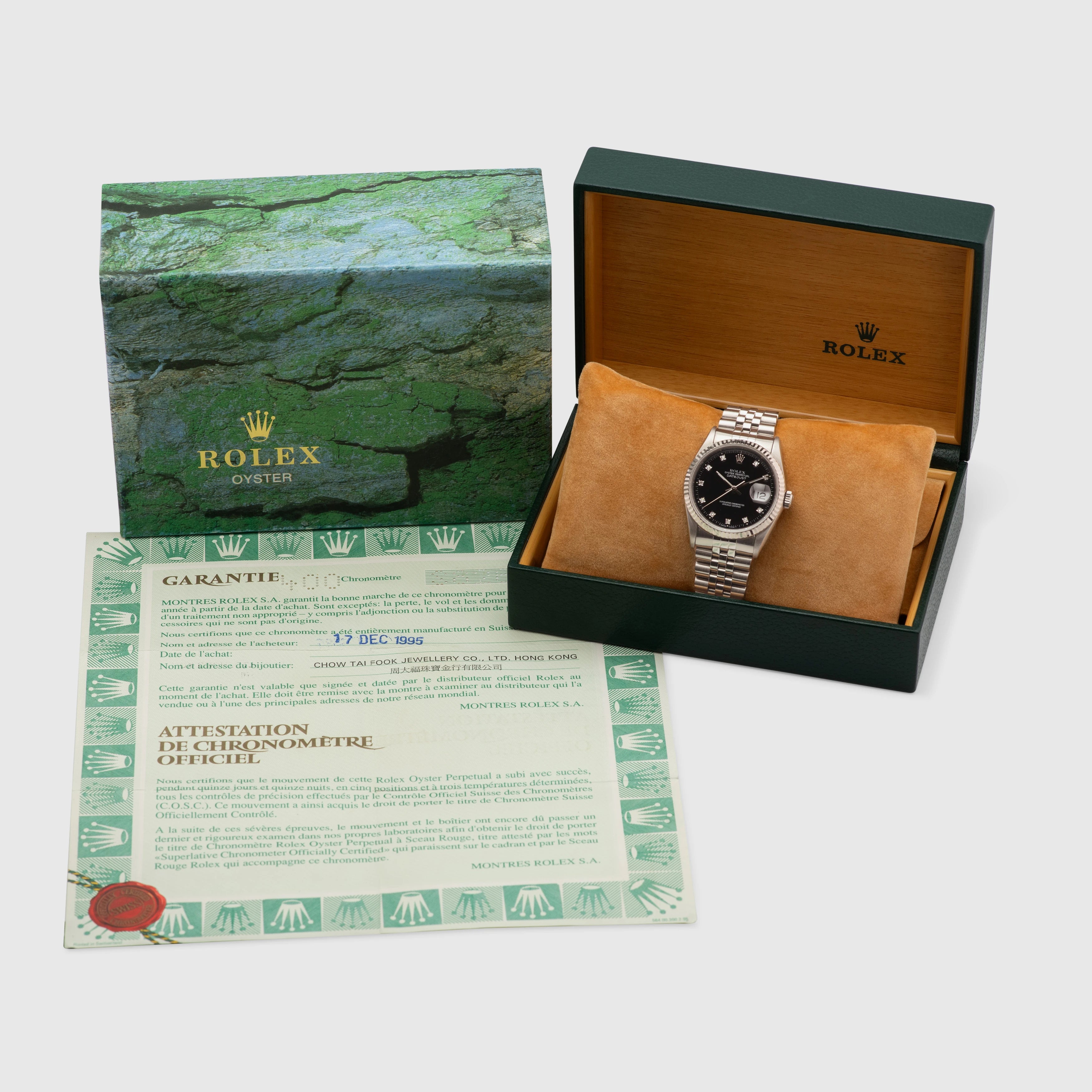 1993 Rolex Datejust Black Diamond Dial St/WG Ref. 16234 (with Box & Papers)