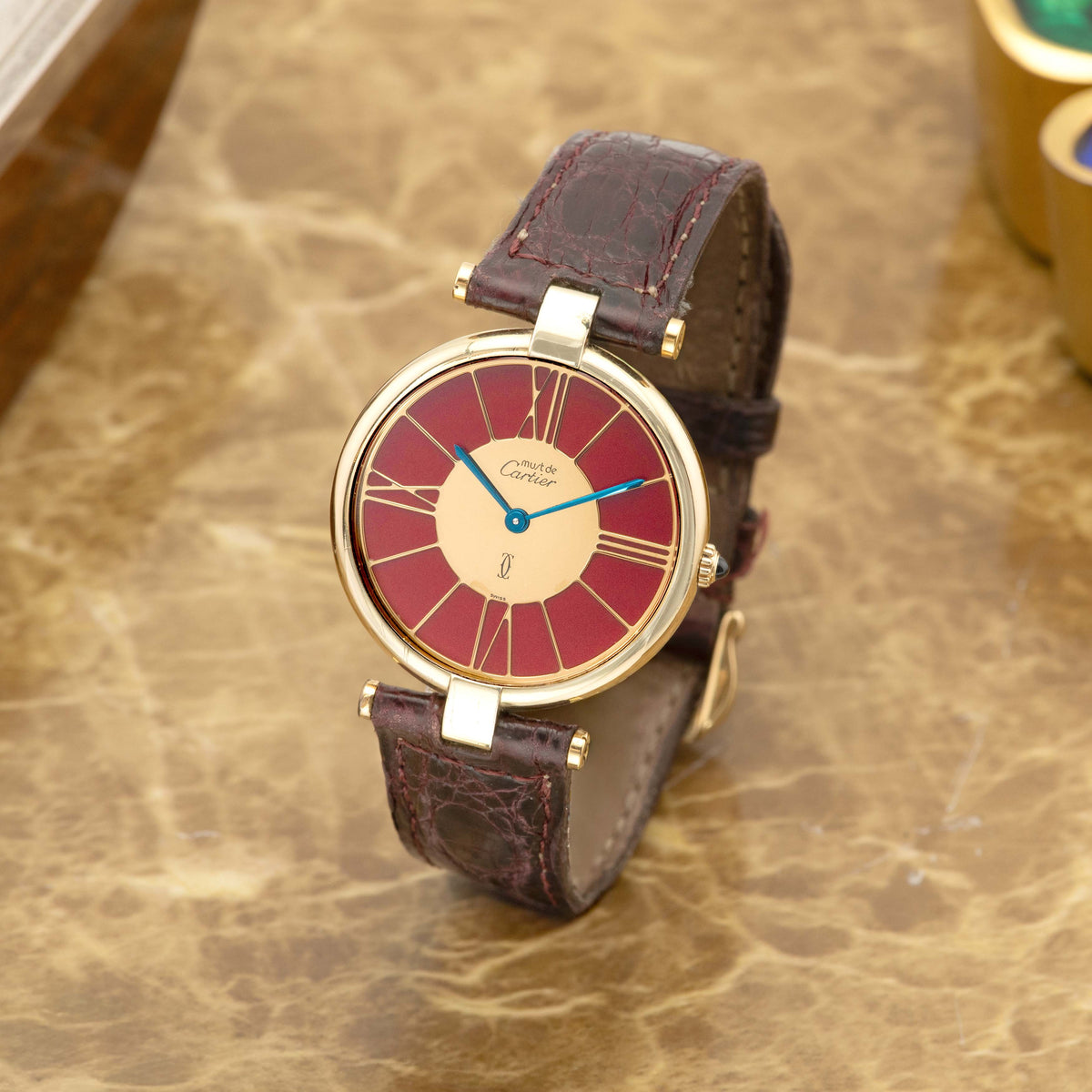 1980's Cartier Must De Vendome Red Deco Dial Ref. 17