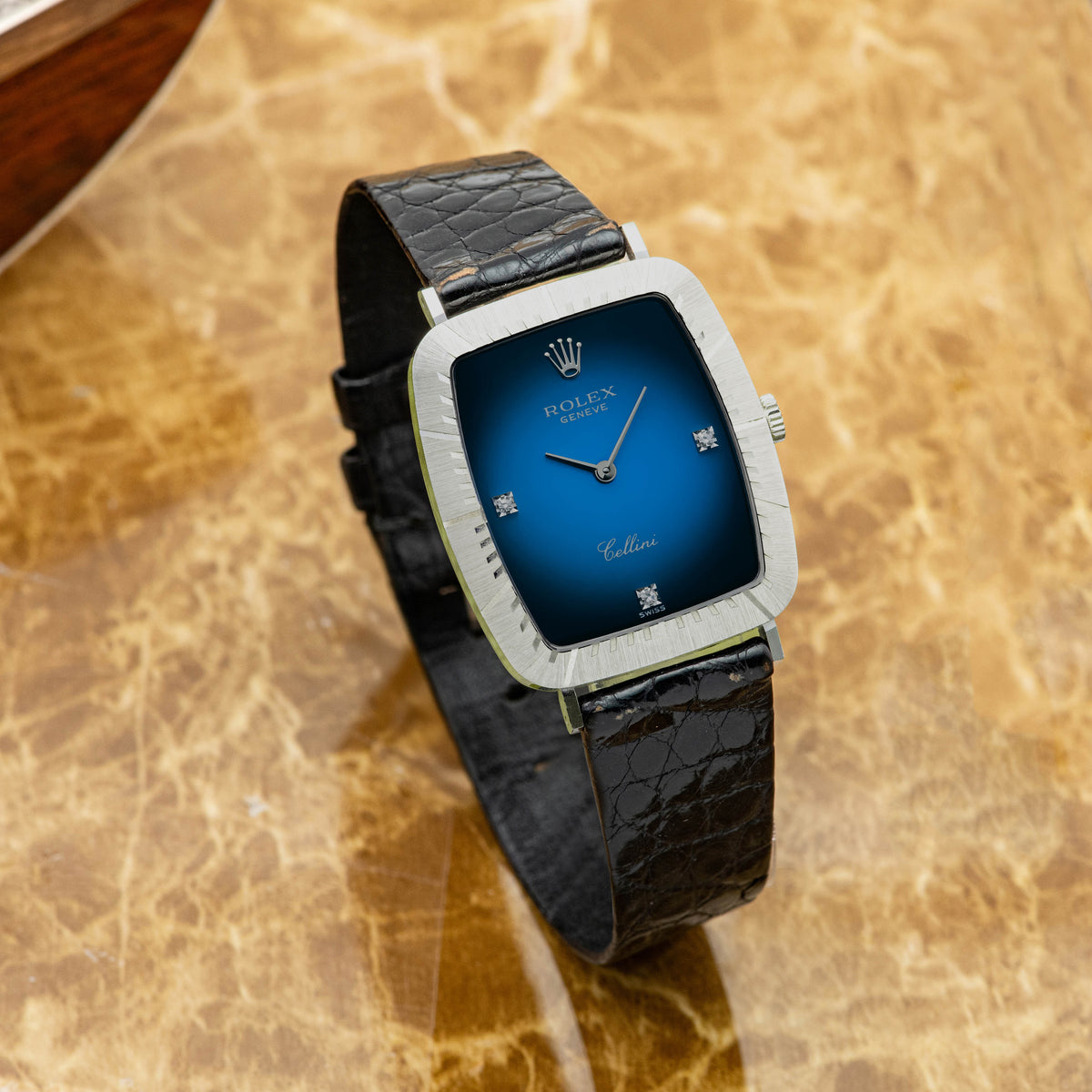 1981 Rolex Cellini Blue Vignette Dial White Gold Ref. 4087/9 (with Papers)