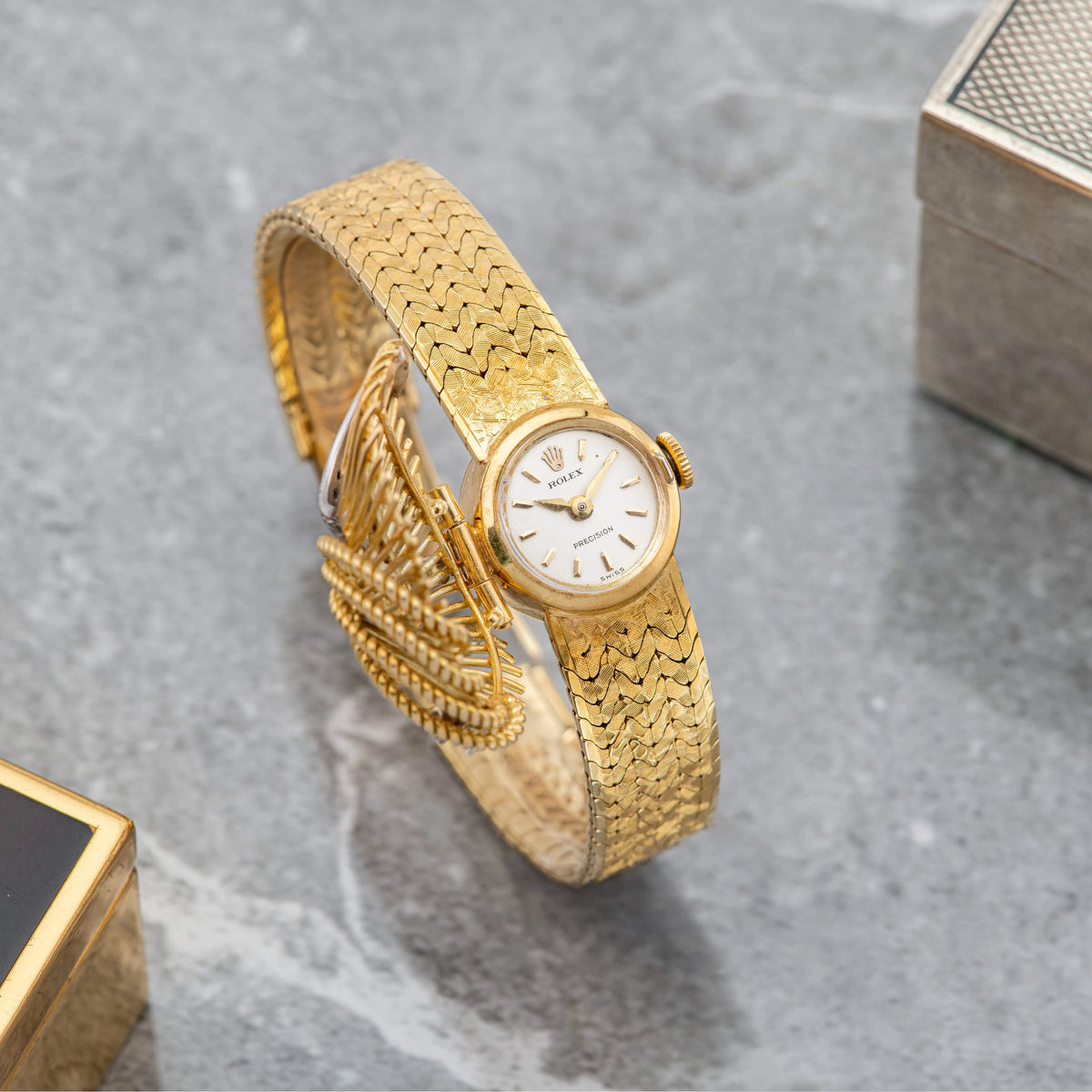 1970's Rolex Precision Ladies Cocktail Yellow Gold with Diamonds