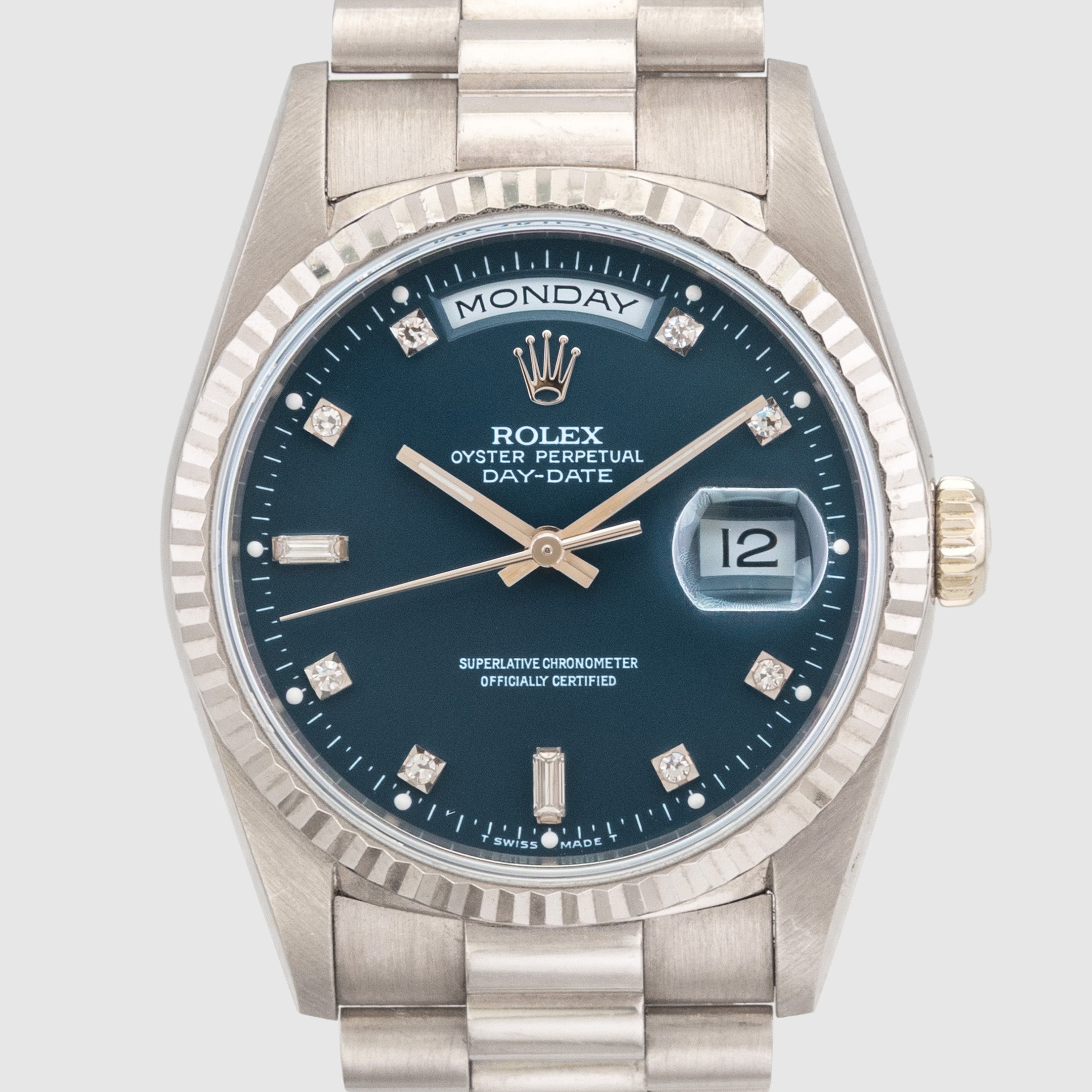 1997 Rolex Day Date Petroleum Blue Dial Ref. 18239 (with Papers)