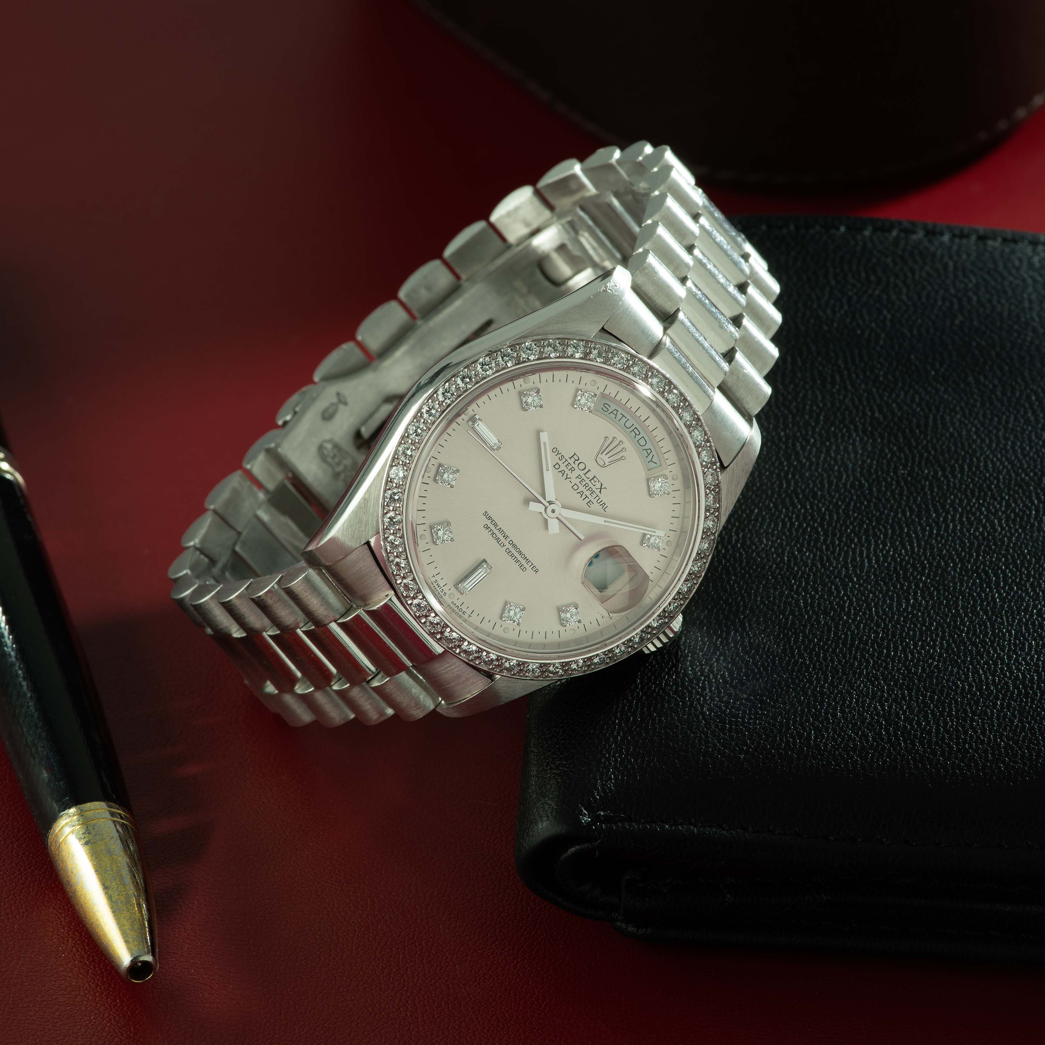 1991 Rolex Day Date Platinum Jumbo Diamond Dial Ref. 18346