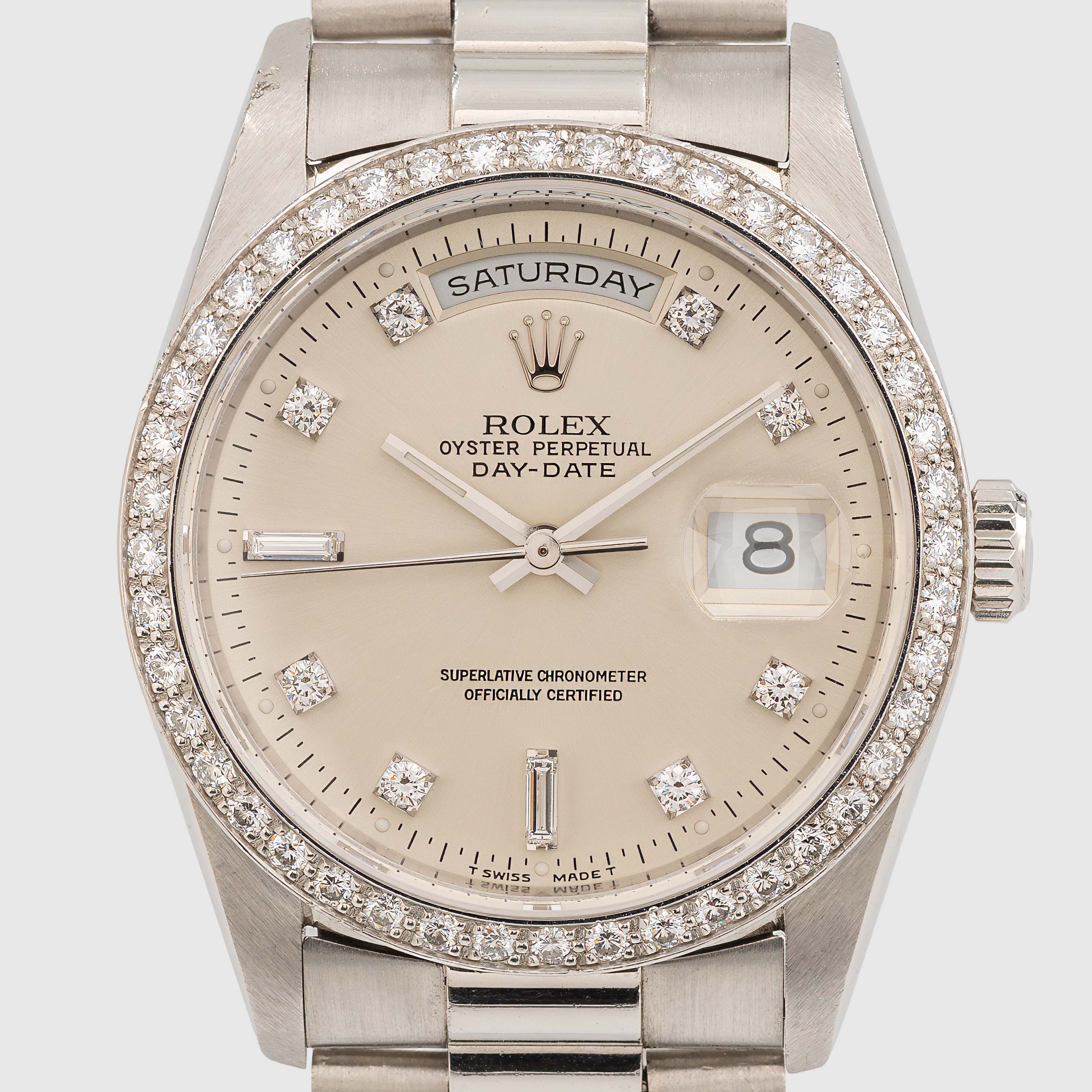 1991 Rolex Day Date Platinum Jumbo Diamond Dial Ref. 18346