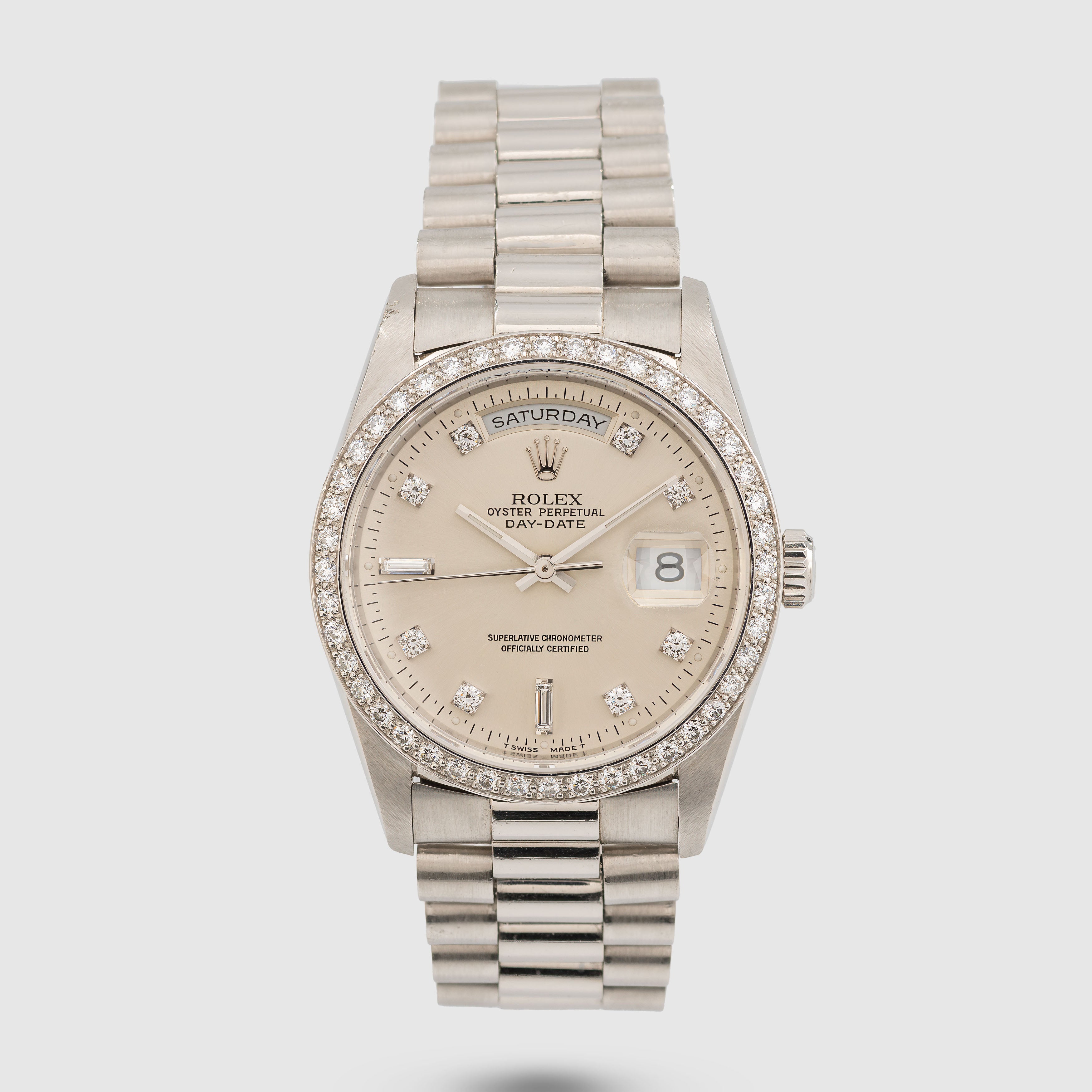 1991 Rolex Day Date Platinum Jumbo Diamond Dial Ref. 18346