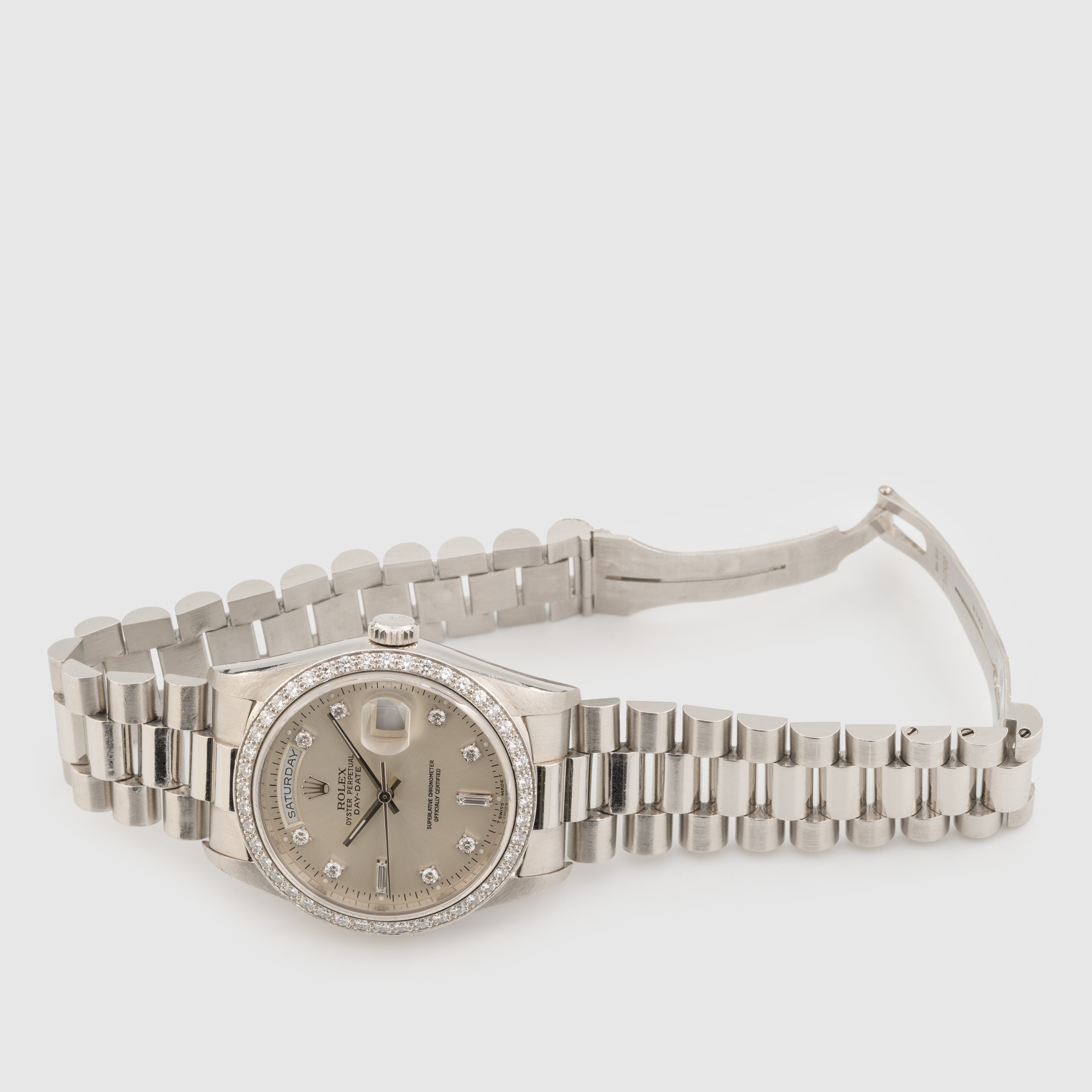 1991 Rolex Day Date Platinum Jumbo Diamond Dial Ref. 18346