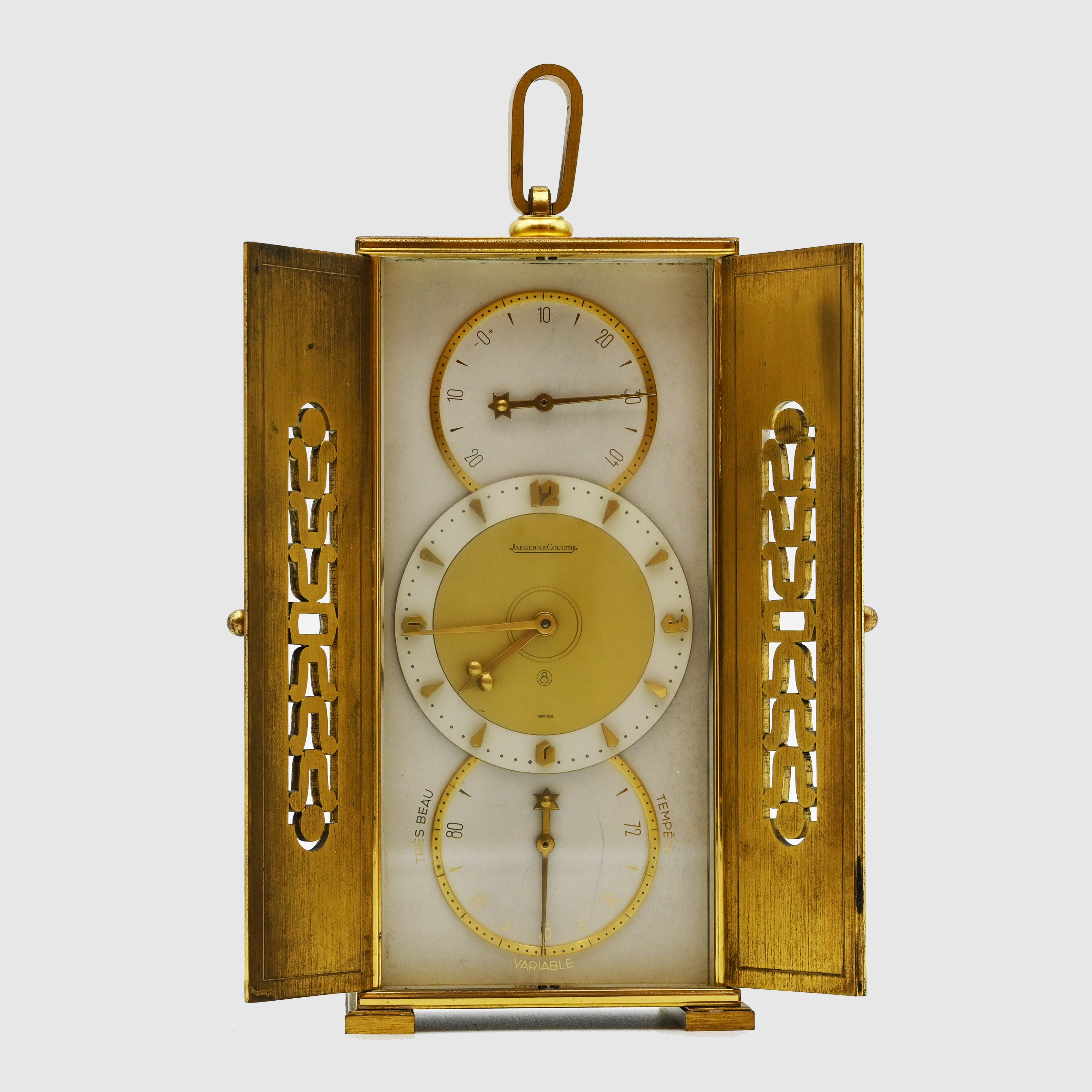 Jaeger LeCoultre Atmos 2 Door Glass & Brass Clock & Barometer