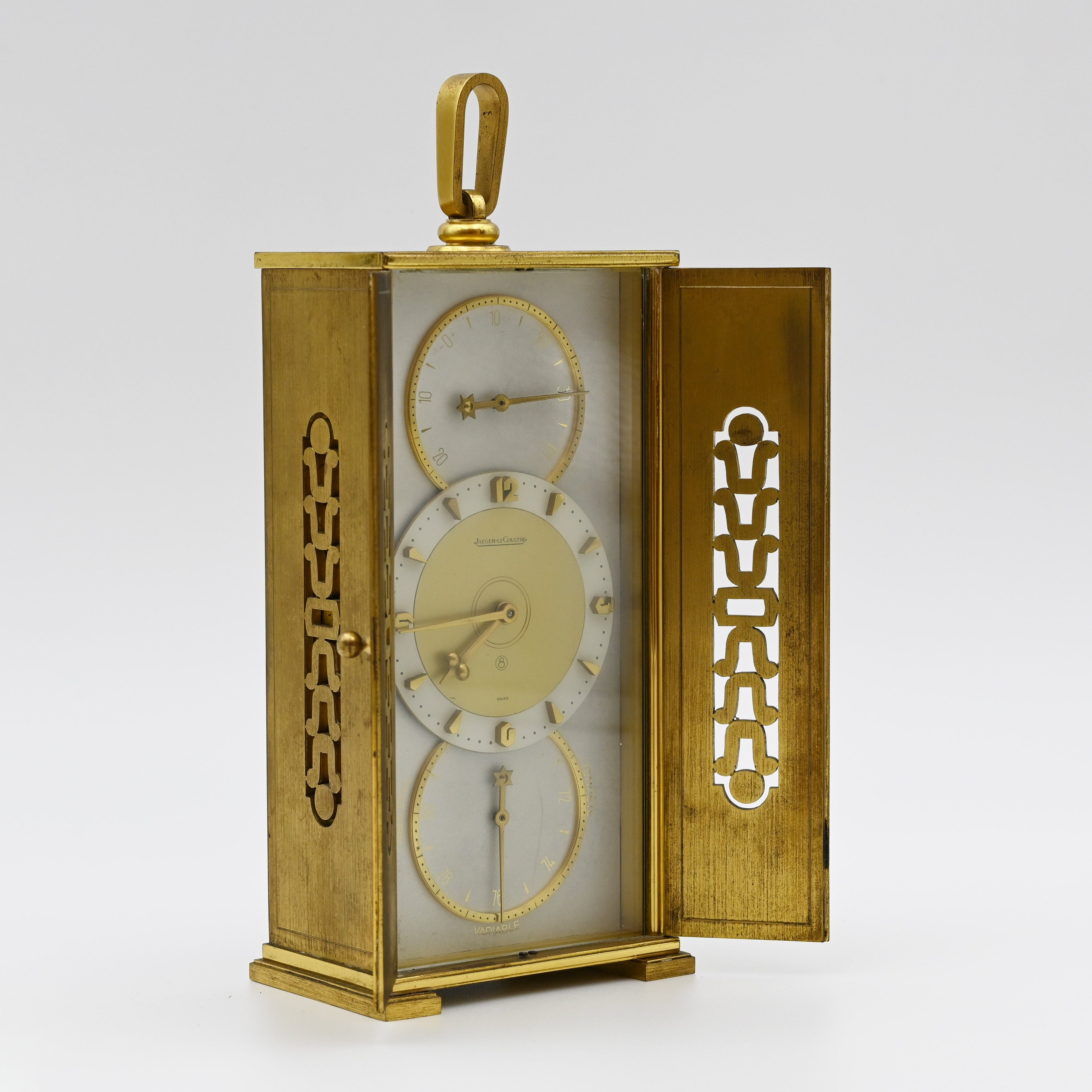 Jaeger LeCoultre Atmos 2 Door Glass & Brass Clock & Barometer