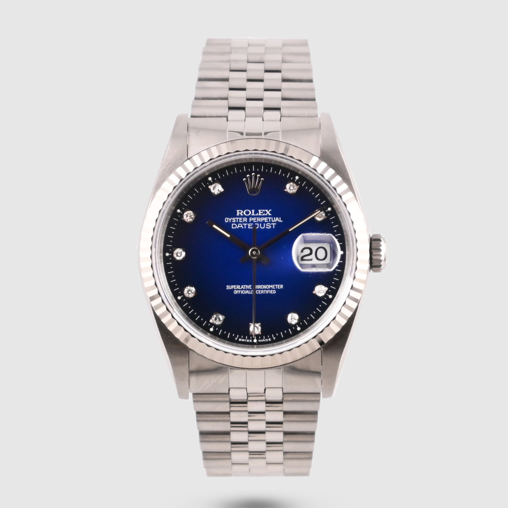 1991 Rolex Datejust Blue Vignette Diamond Dial Ref. 16234 (with papers)