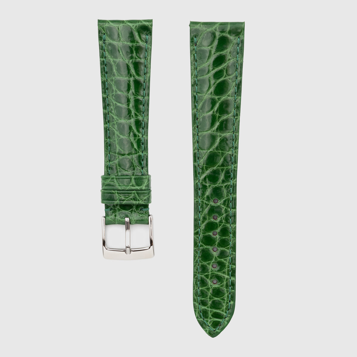 Camille Fournet Strap Alligator Glossy Round Scales Green