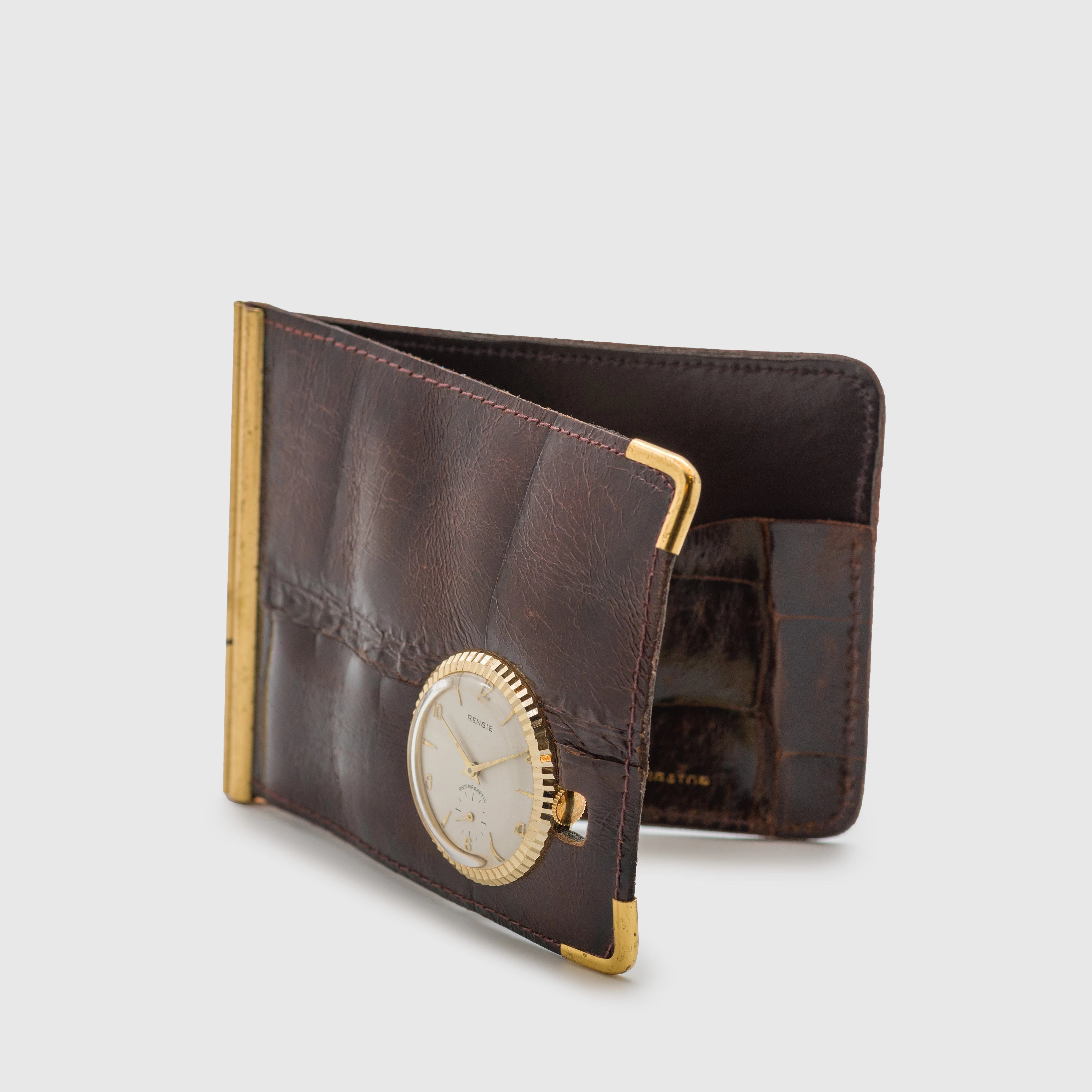 Rensie Alligator Leather Money Clip with Manual Watch