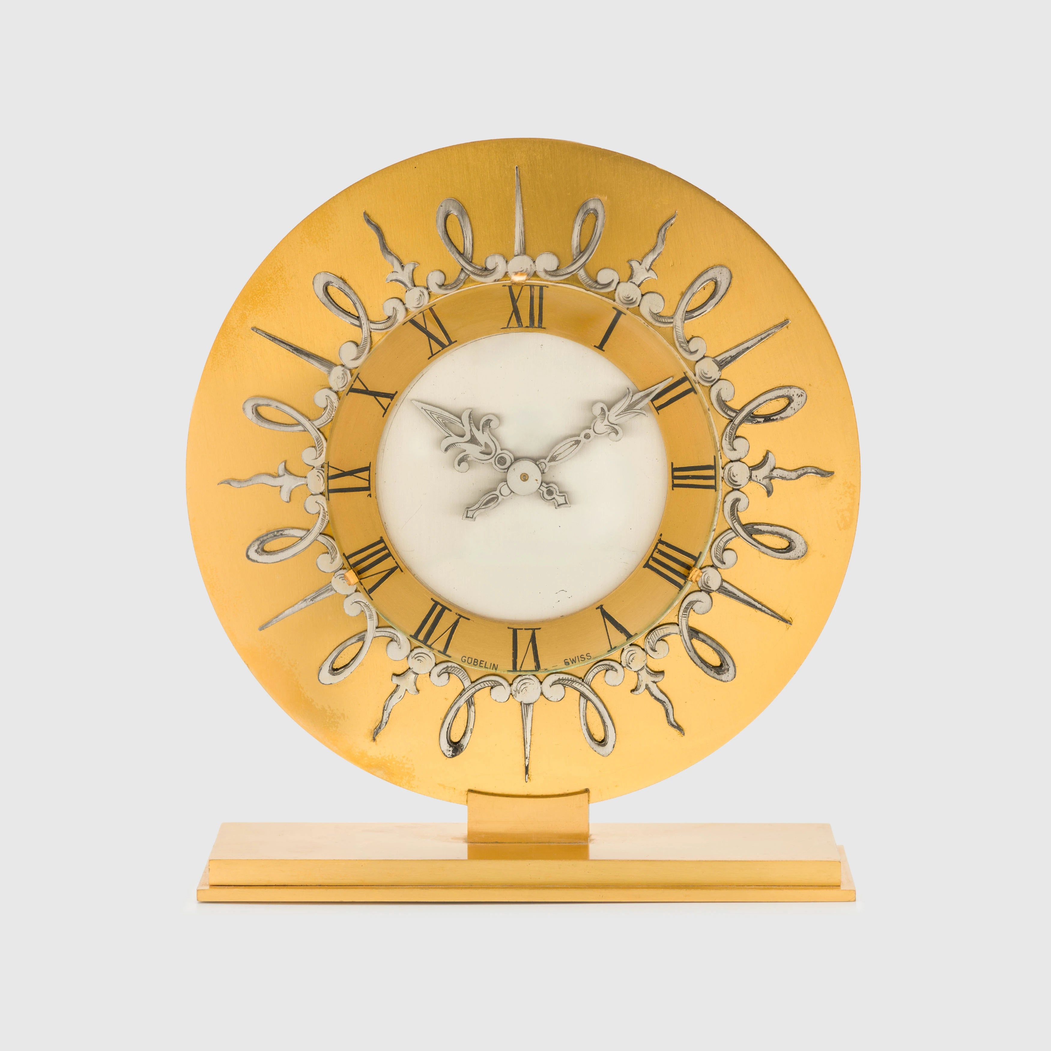 Gubelin Swiss Brass Round Table Clock