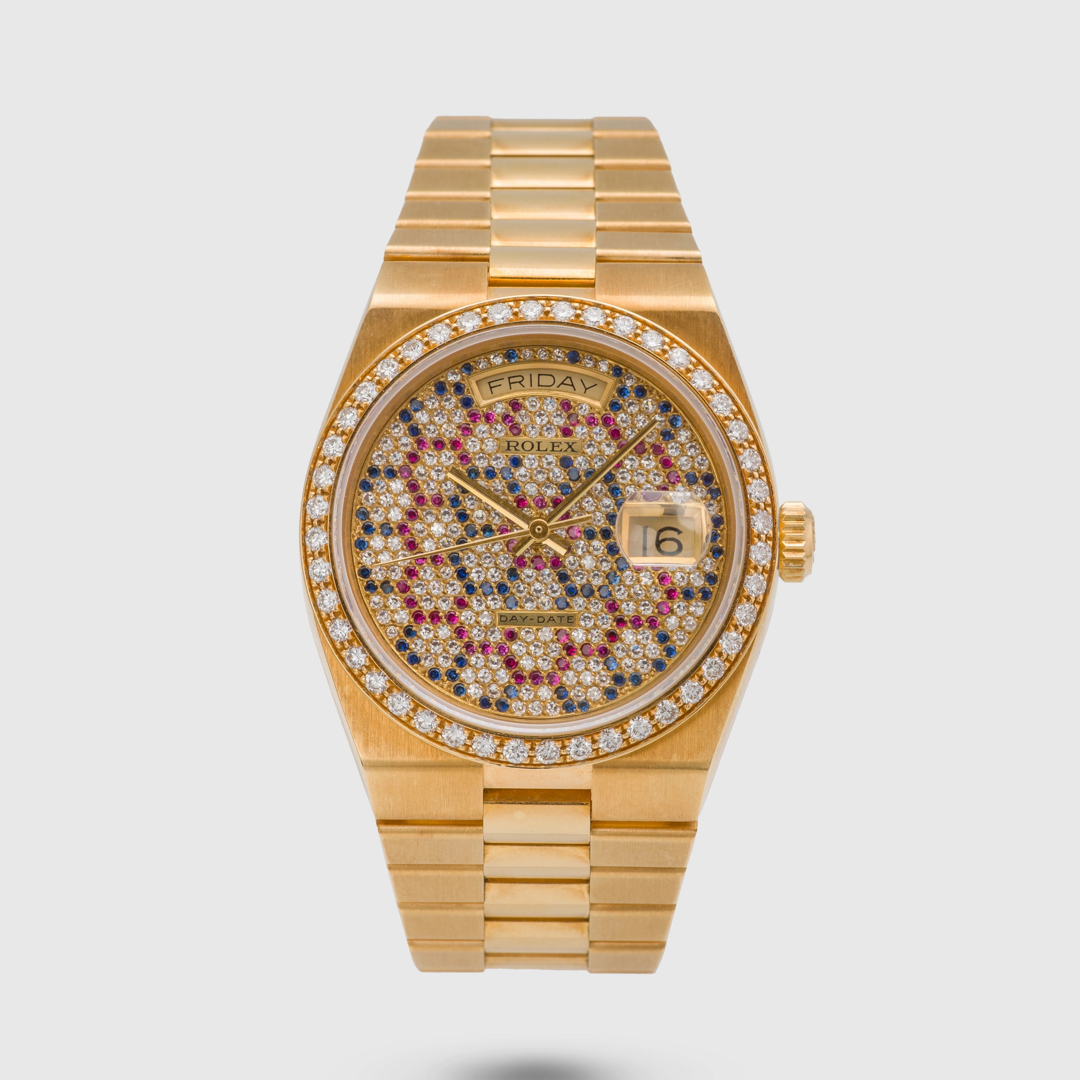 1986 Rolex Day Date Oysterquartz Honeycomb Diamond Dial Ref. 19048