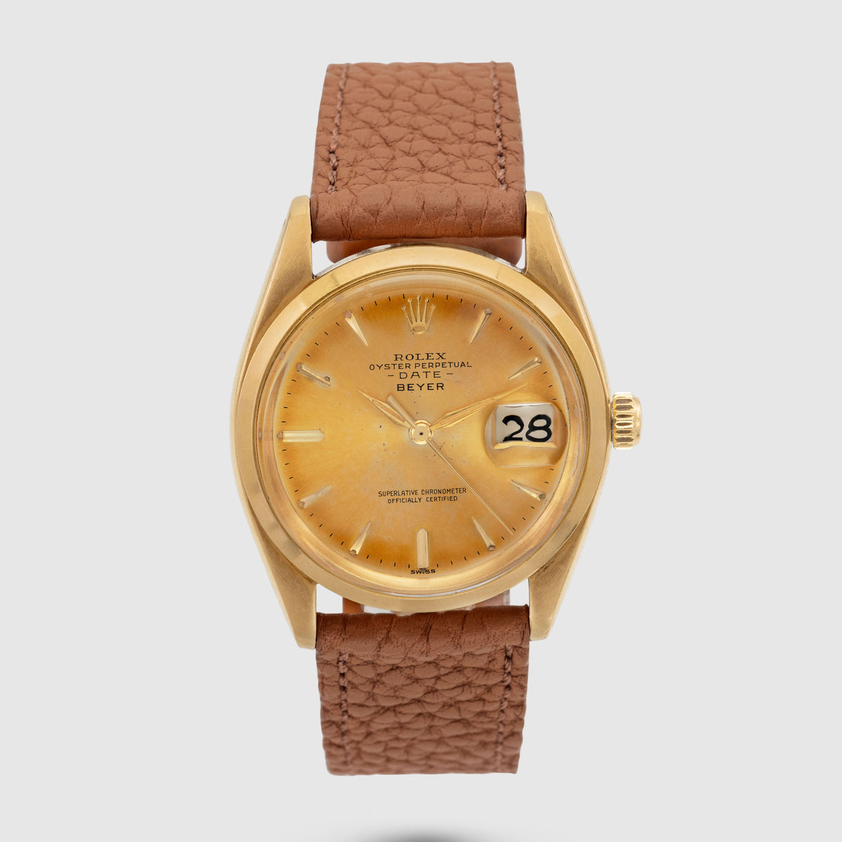 1962 Rolex Oyster Perpetual Date 18K Tropical Dial 'Beyer' Double Signed Ref. 1500