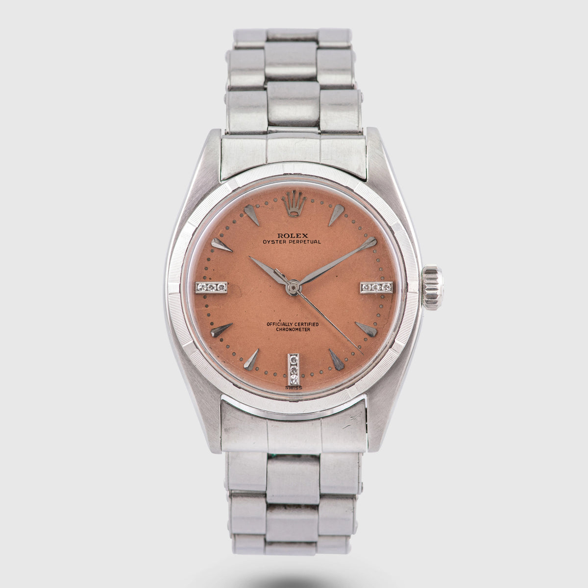 1954 Rolex Oyster Perpetual Salmon Diamond Dial Ref. 6580 'Possibly Unique'