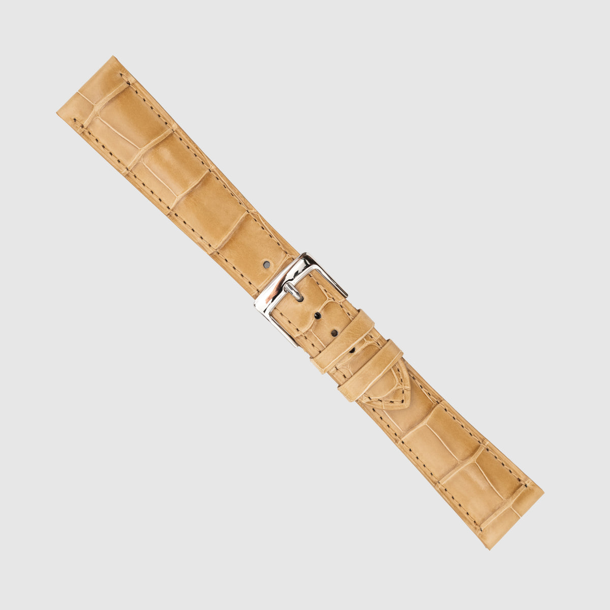 Camille Fournet Strap Alligator Glossy Square Scales Dark Beige