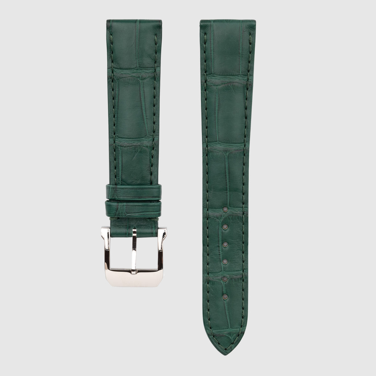 Camille Fournet Straps Alligator Matte Square Scales Bottle Green (Multiple Sizes)