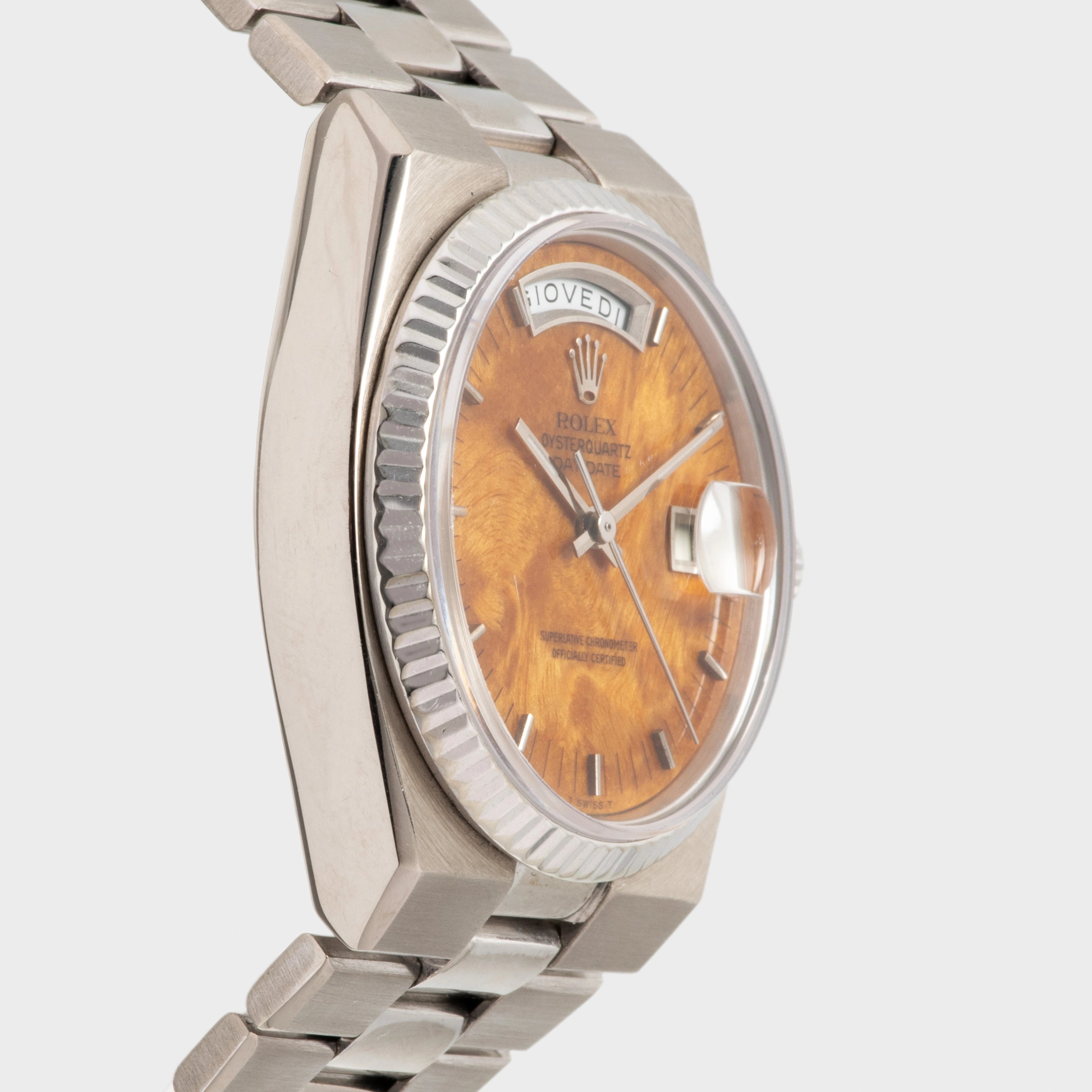 1978 Rolex Day Date Oysterquartz Birch Wood Dial Ref. 19019