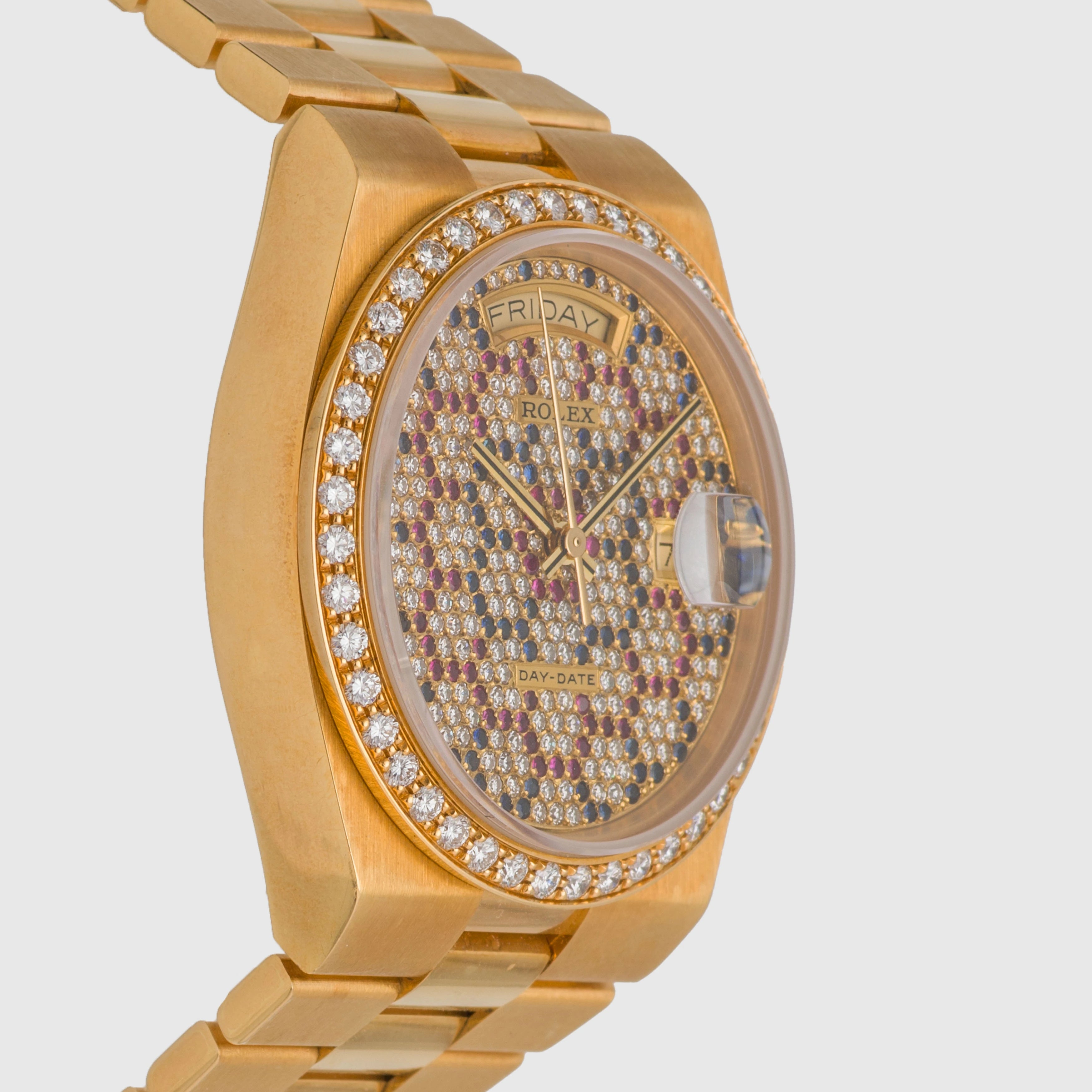 1986 Rolex Day Date Oysterquartz Honeycomb Diamond Dial Ref. 19048