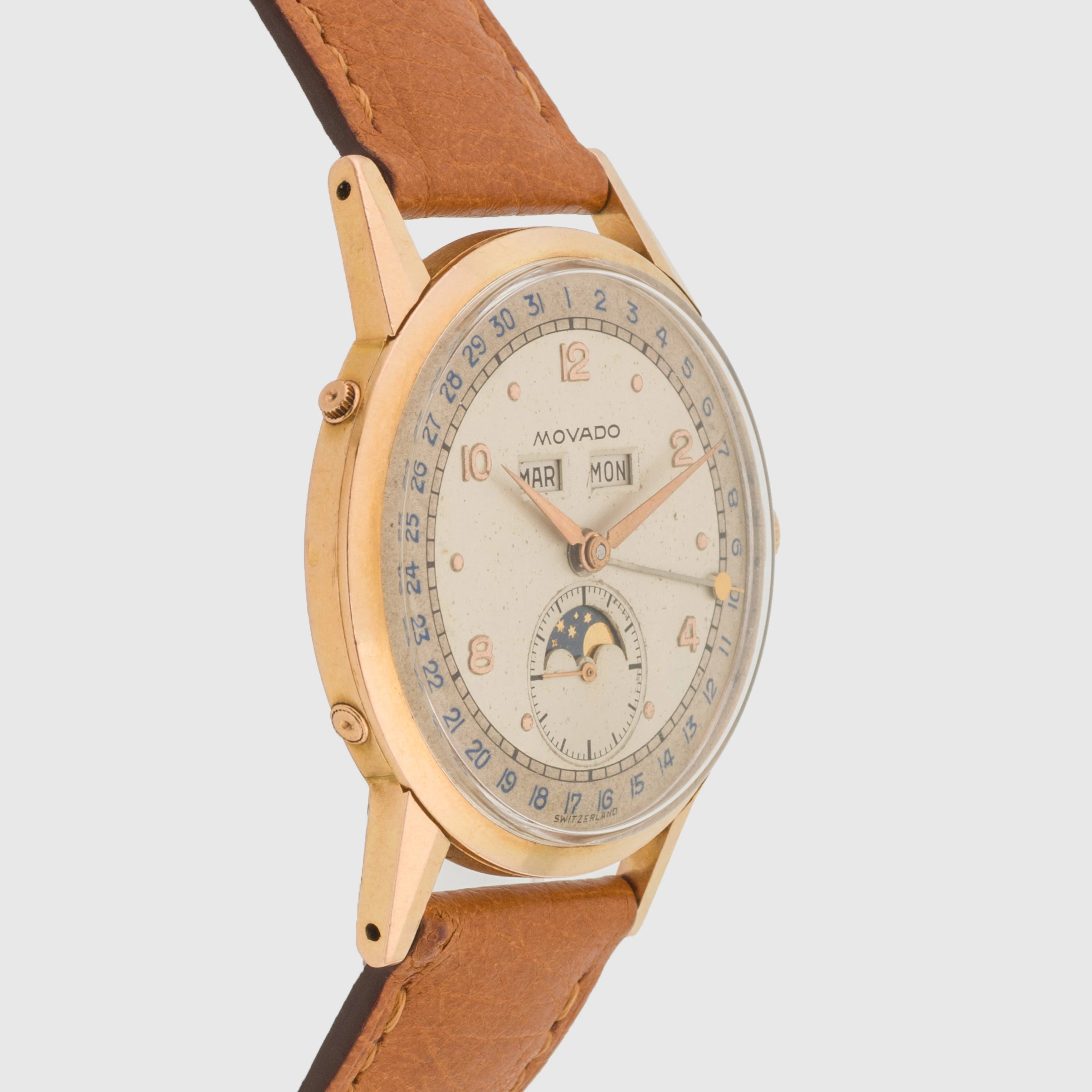 1940's Movado Triple Calendar Moon Phase Ref. R4926