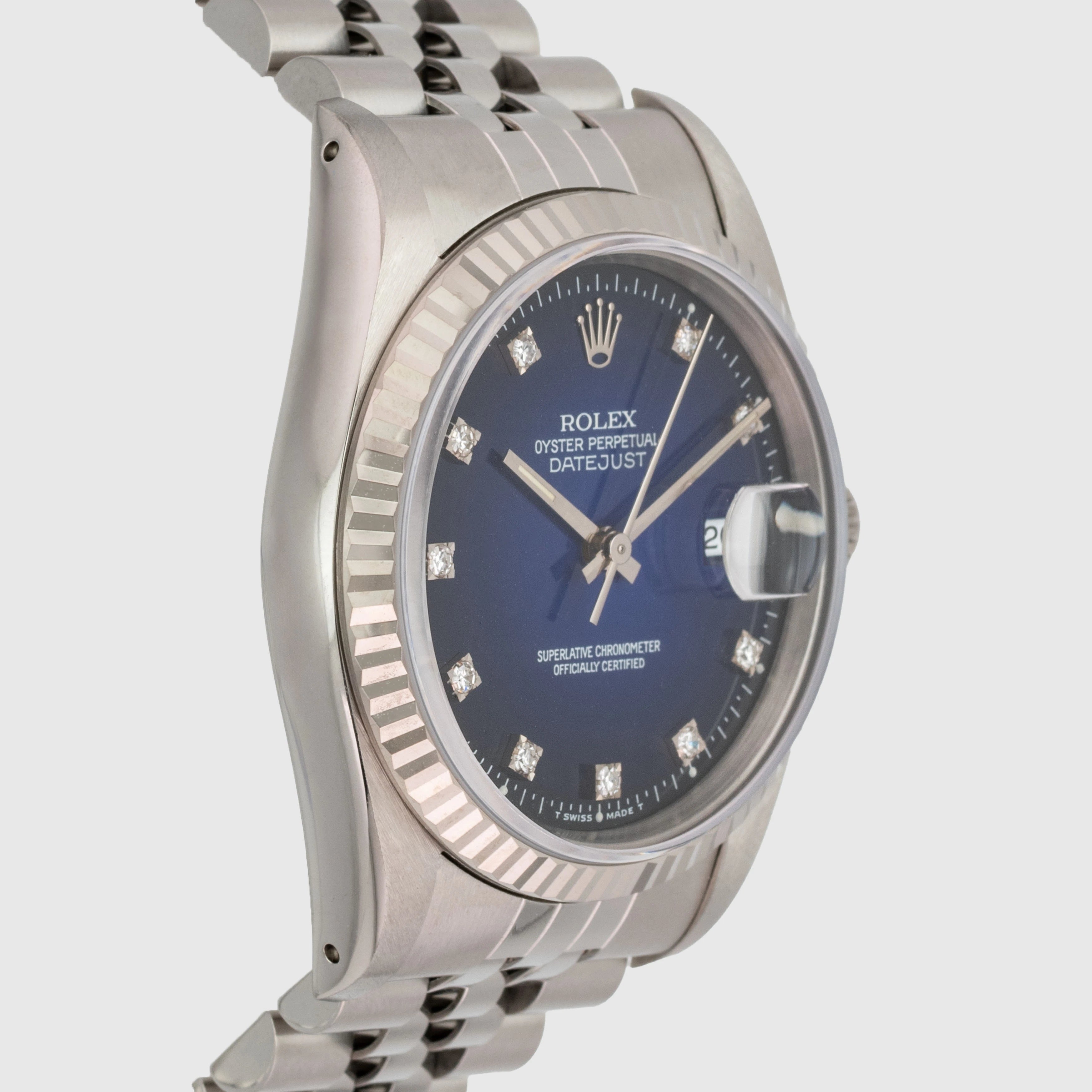 1991 Rolex Datejust Blue Vignette Diamond Dial Ref. 16234 (with papers)