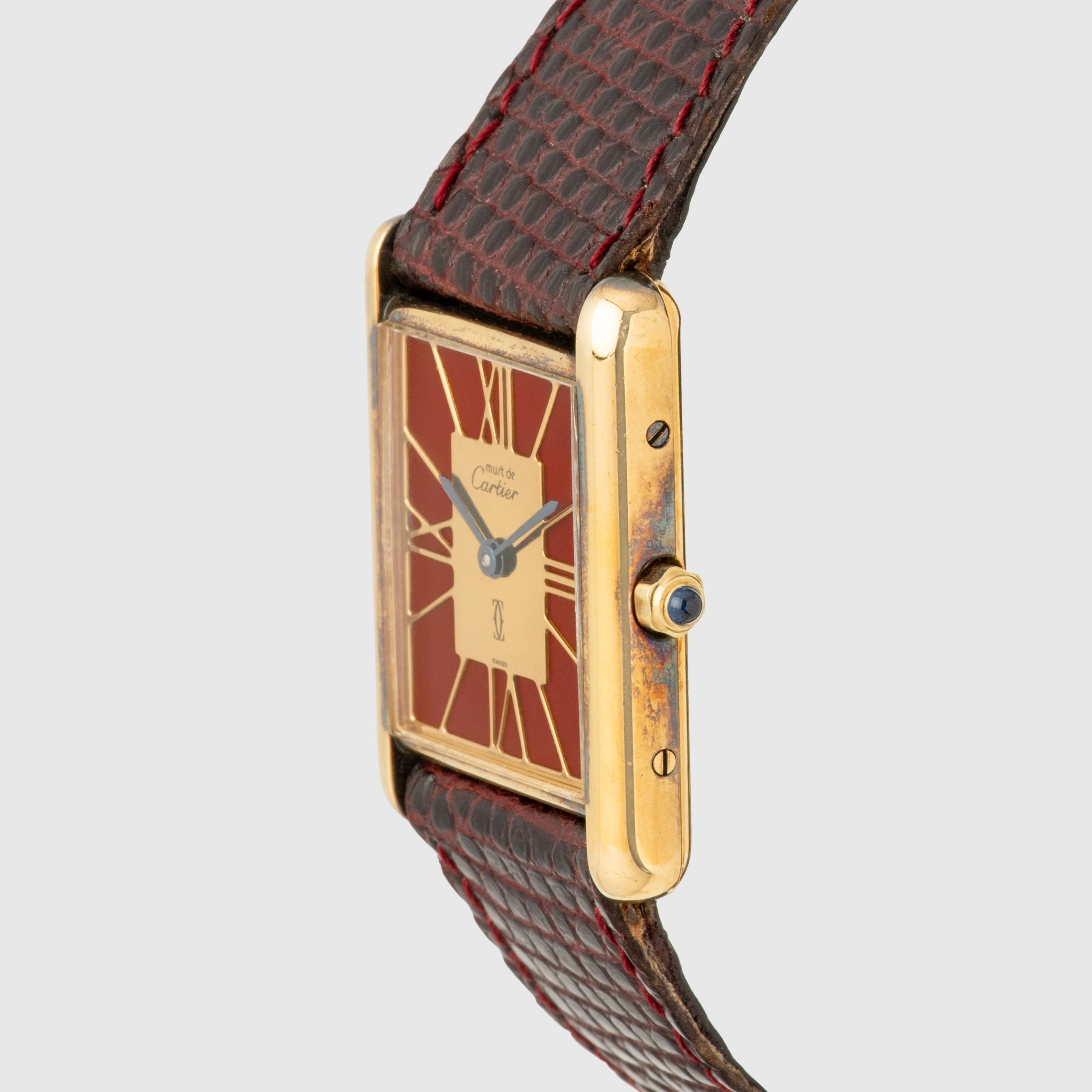 1980's Cartier Must De Cartier Tank 'Red Deco Dial' Ref. 681006
