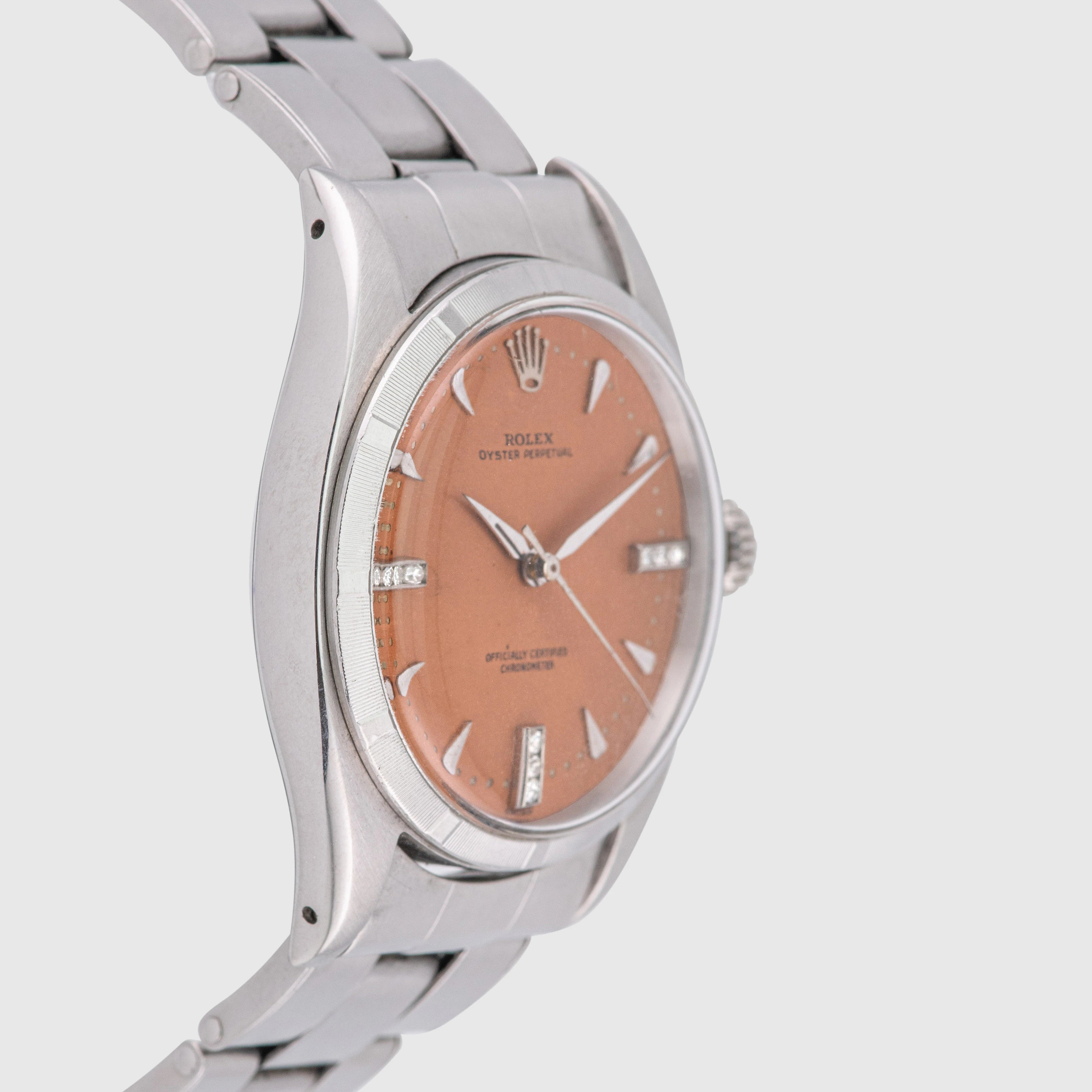 1954 Rolex Oyster Perpetual Salmon Diamond Dial Ref. 6580 'Possibly Unique'