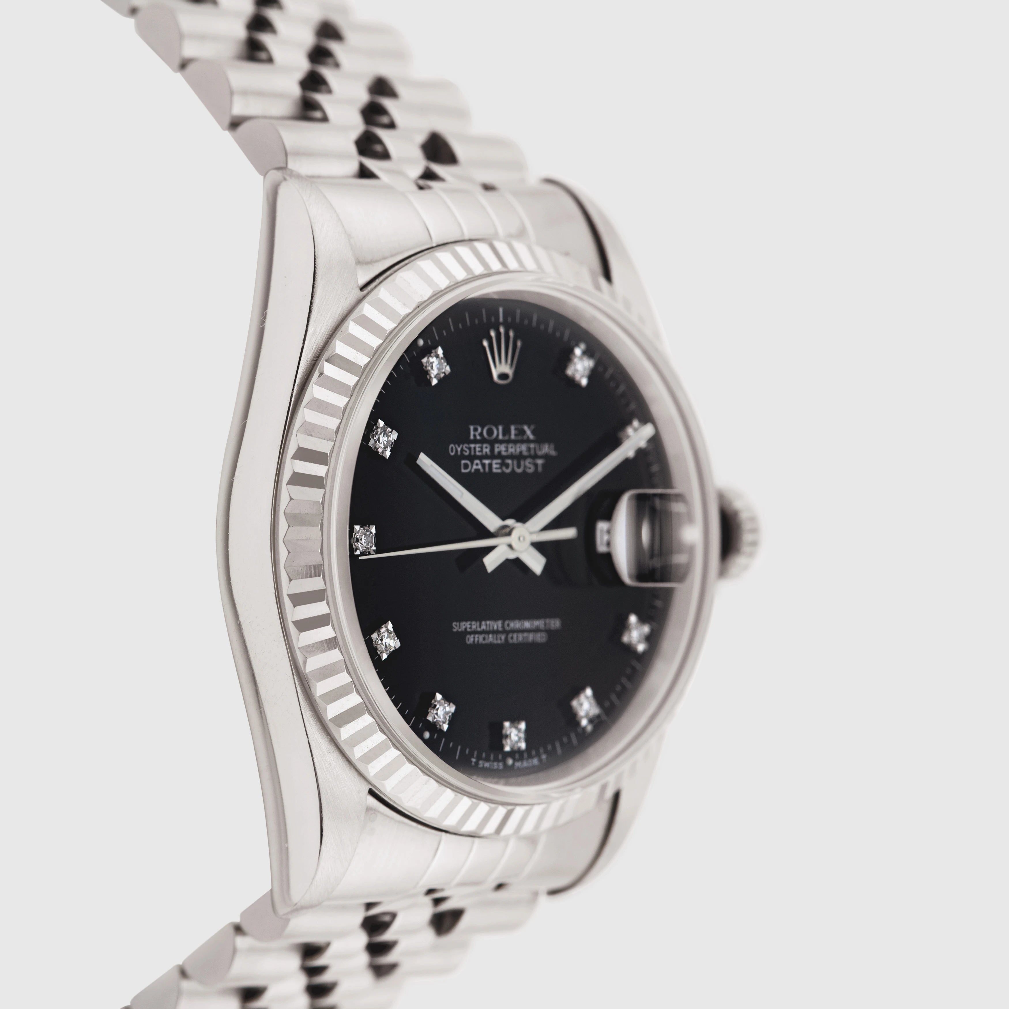 1993 Rolex Datejust Black Diamond Dial St/WG Ref. 16234 (with Box & Papers)