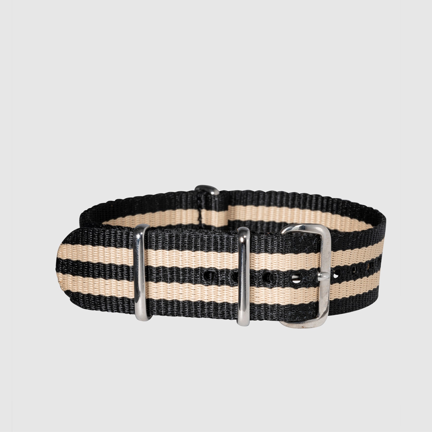 Nato Strap Black & Beige Double Striped