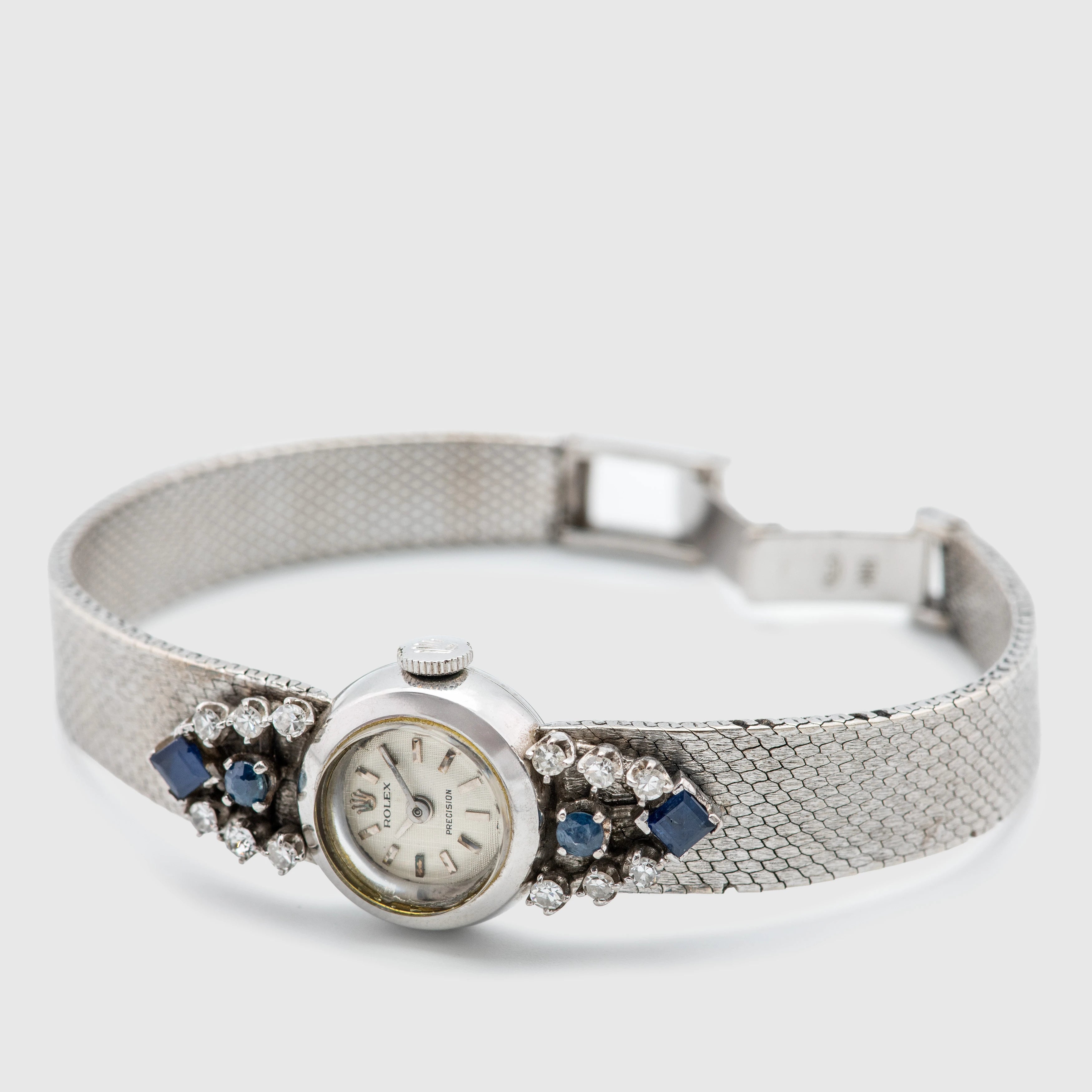 1971 Rolex Ladies Precision White Gold Diamond & Sapphire Ref. 2166